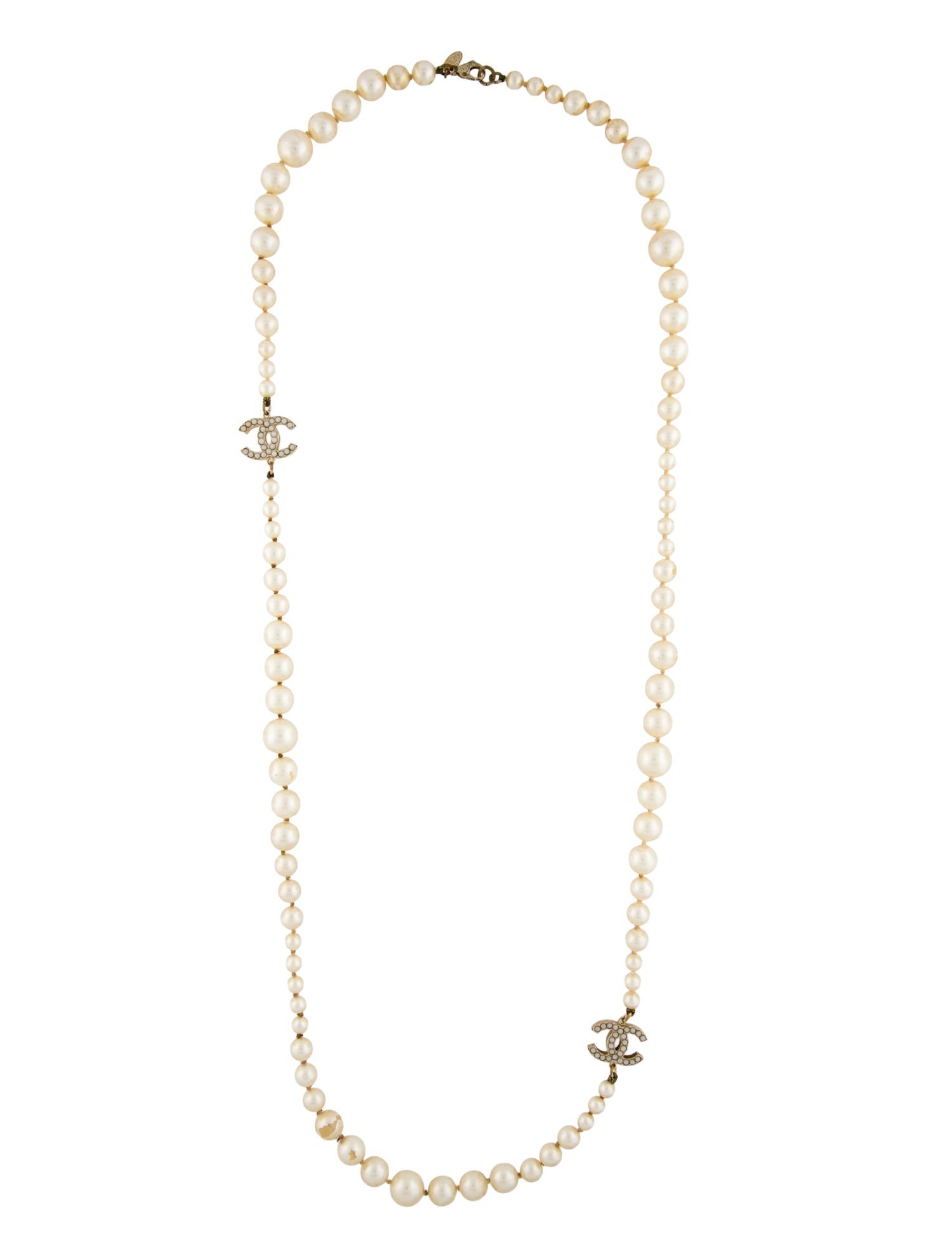Chanel Faux Pearl CC Station Strand Necklace