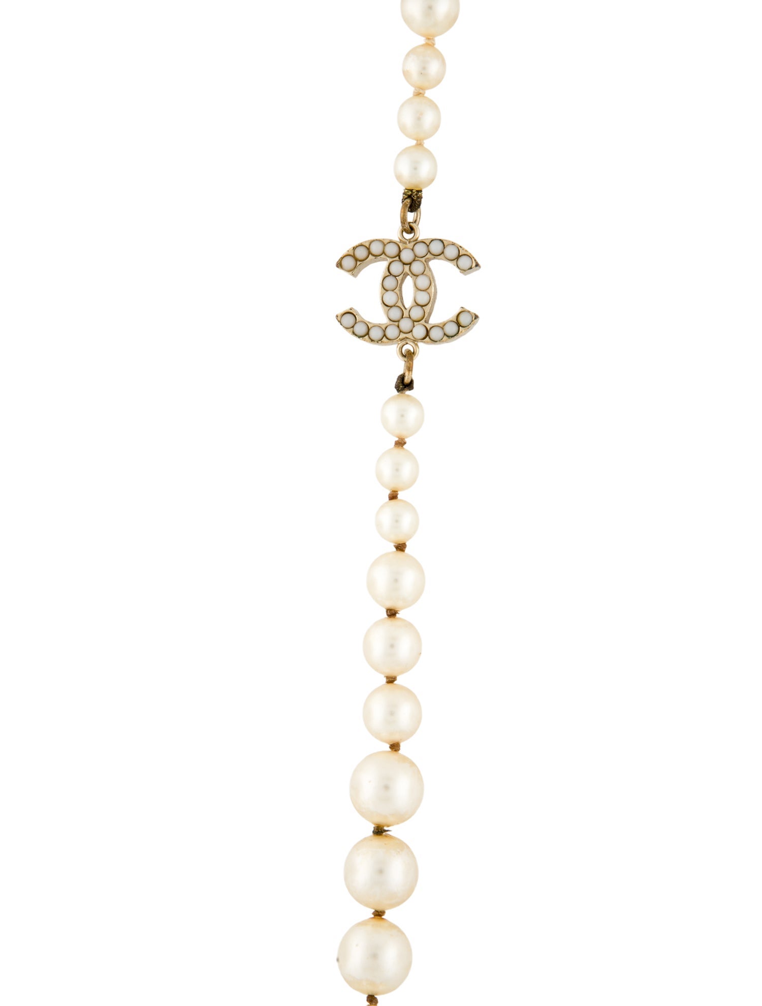 Chanel Faux Pearl CC Station Strand Necklace