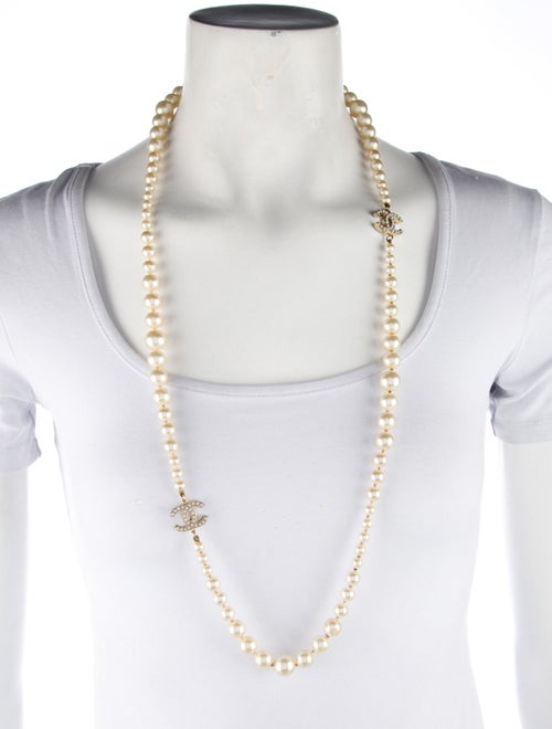 Chanel Faux Pearl CC Station Strand Necklace