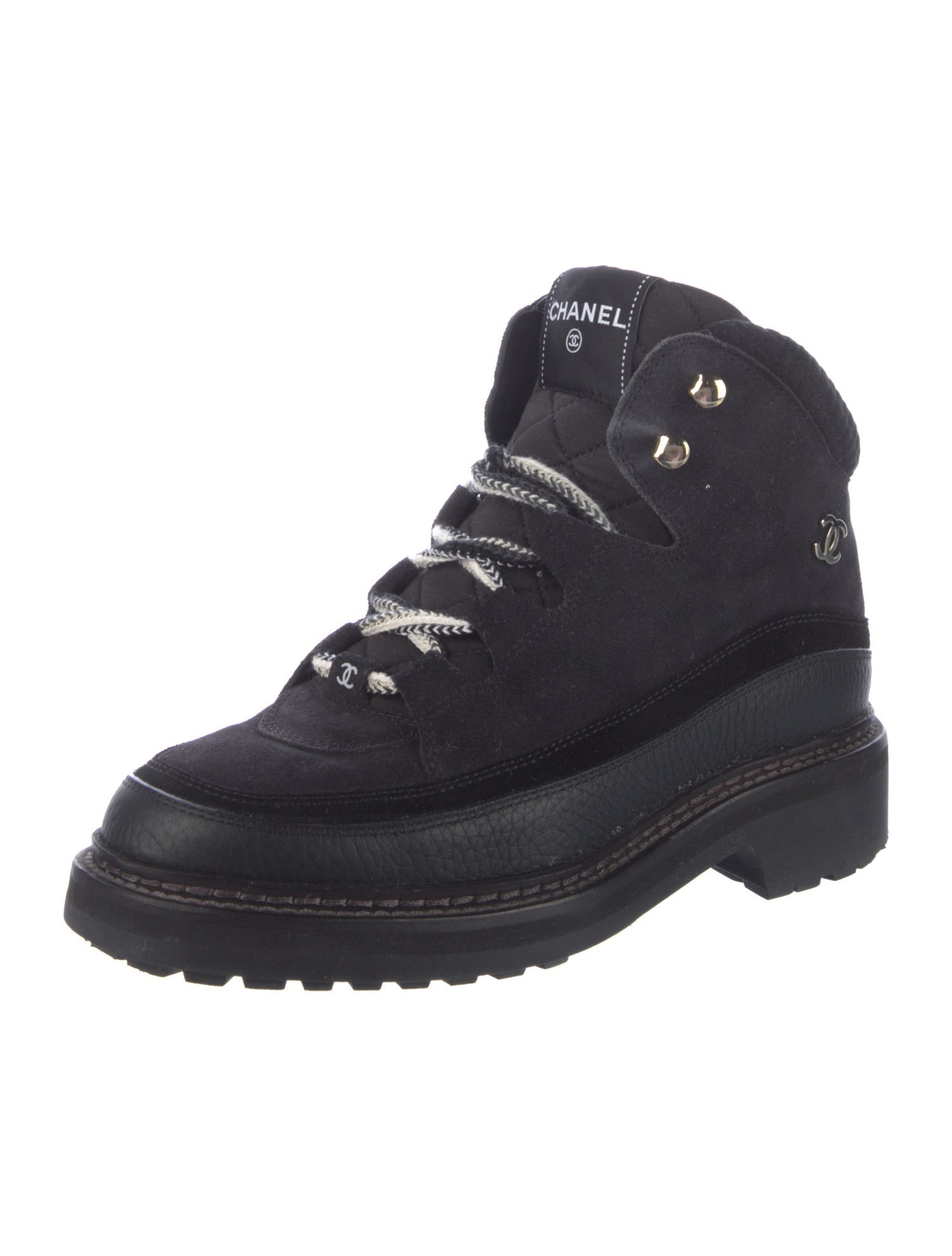 Chanel 2022 Interlocking CC Logo Combat Boots