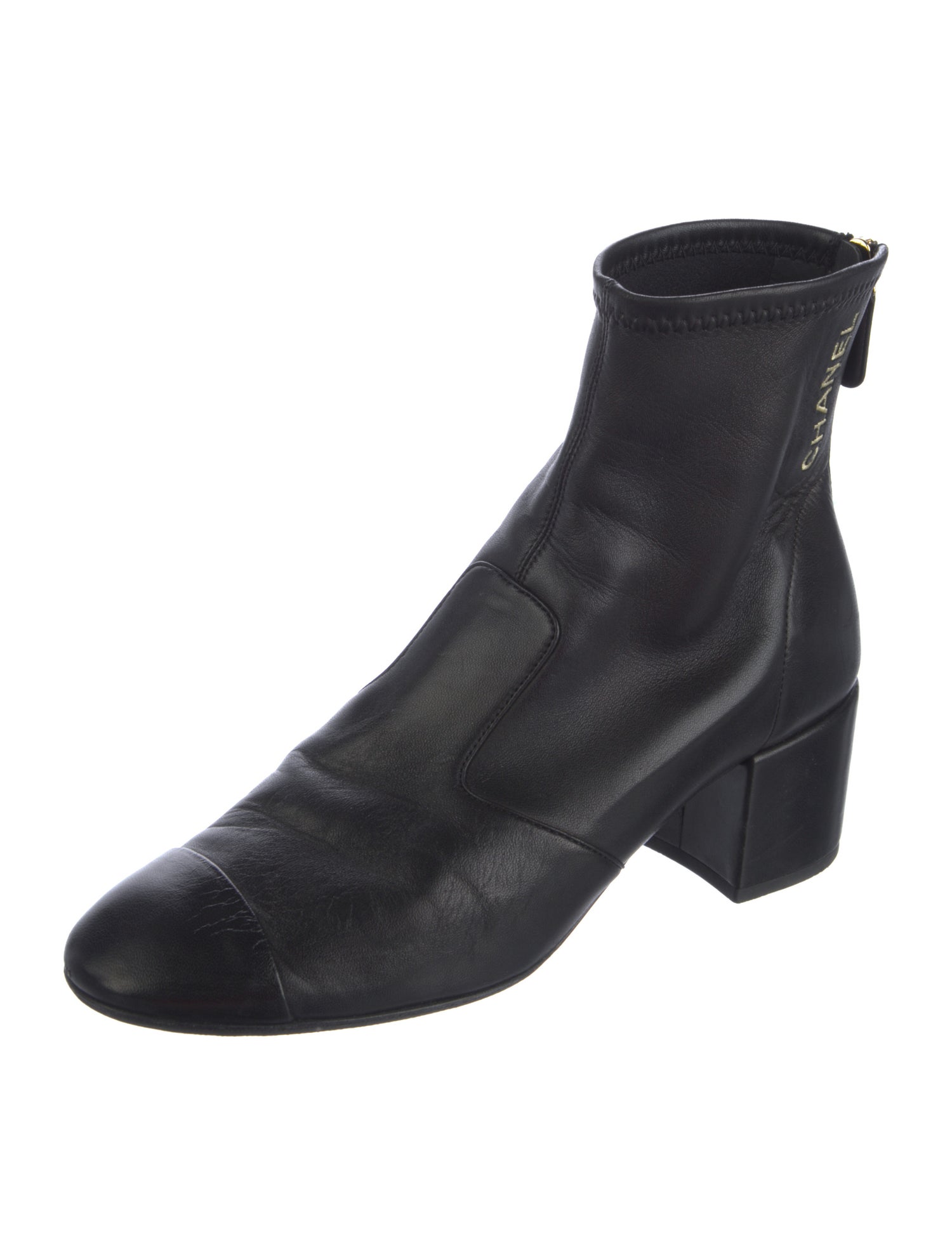 Chanel Interlocking CC Logo Leather Boots