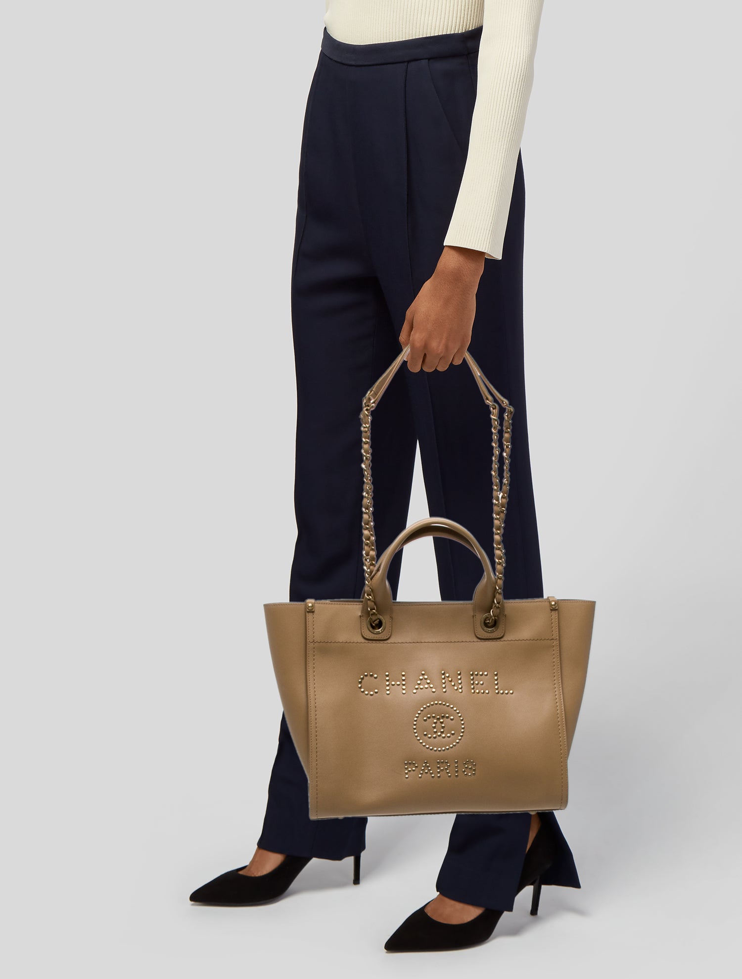 Chanel Small Studded Deauville Tote