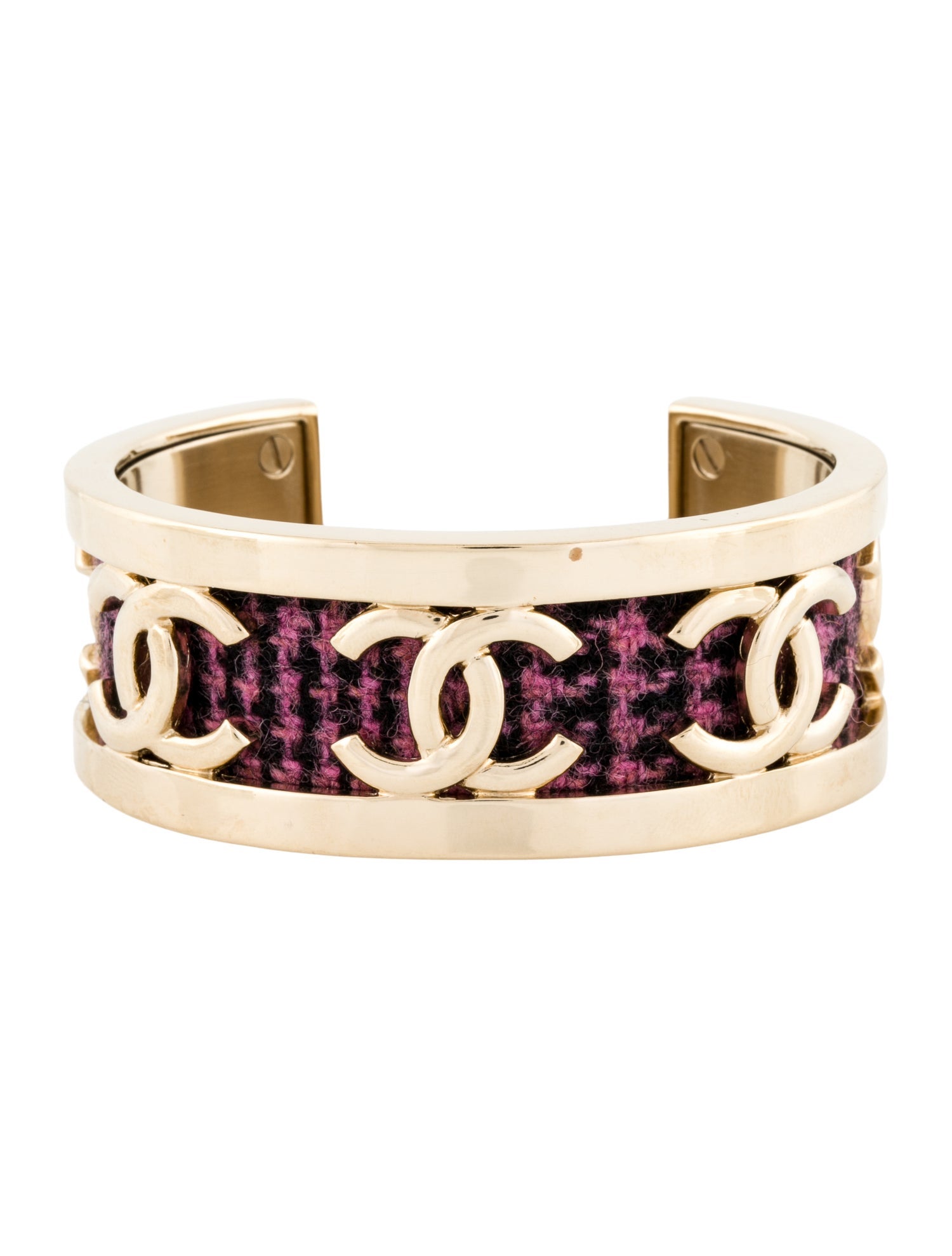 Chanel 2022 Tweed CC Cuff Bracelet