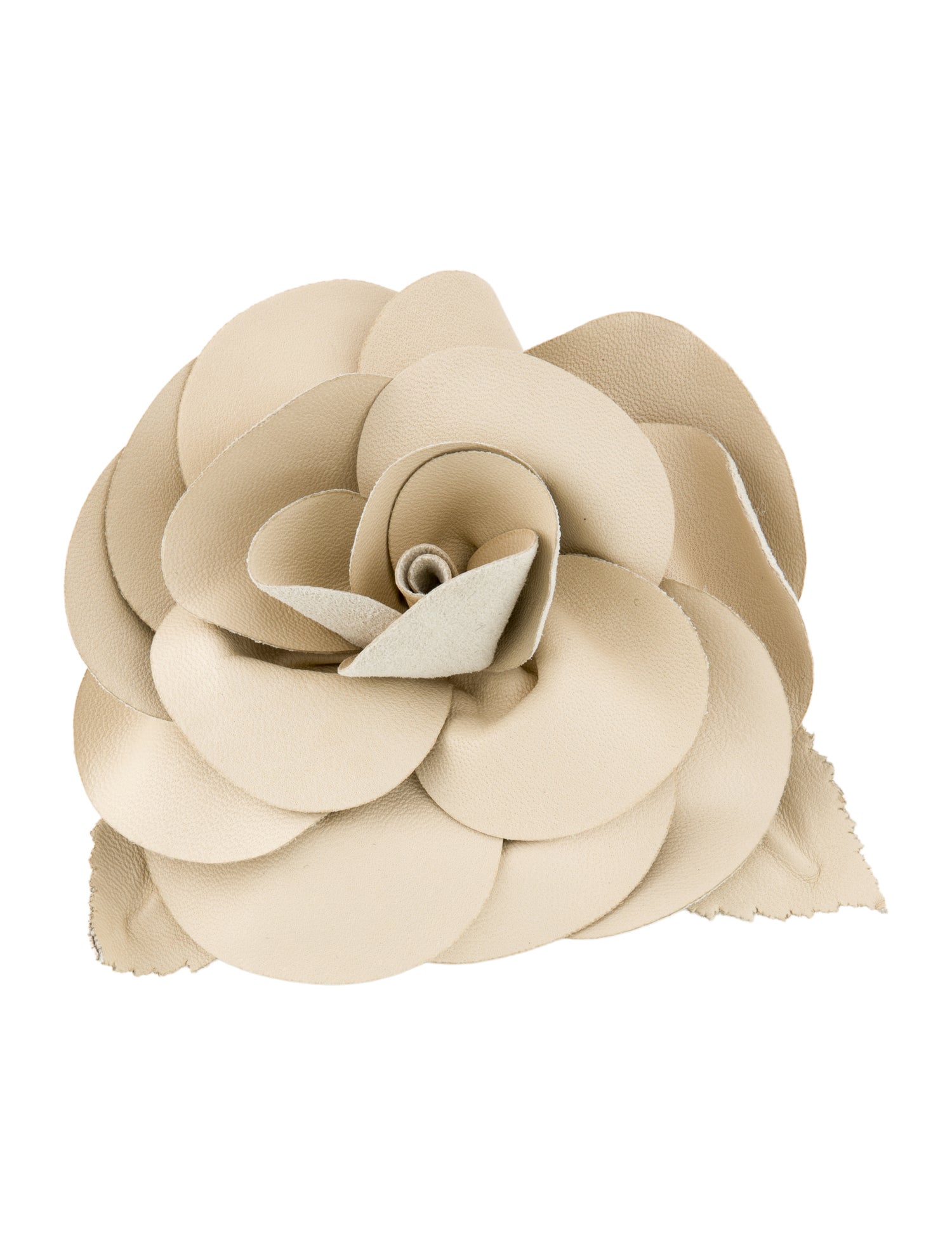 Chanel Vintage Leather Camellia Brooch