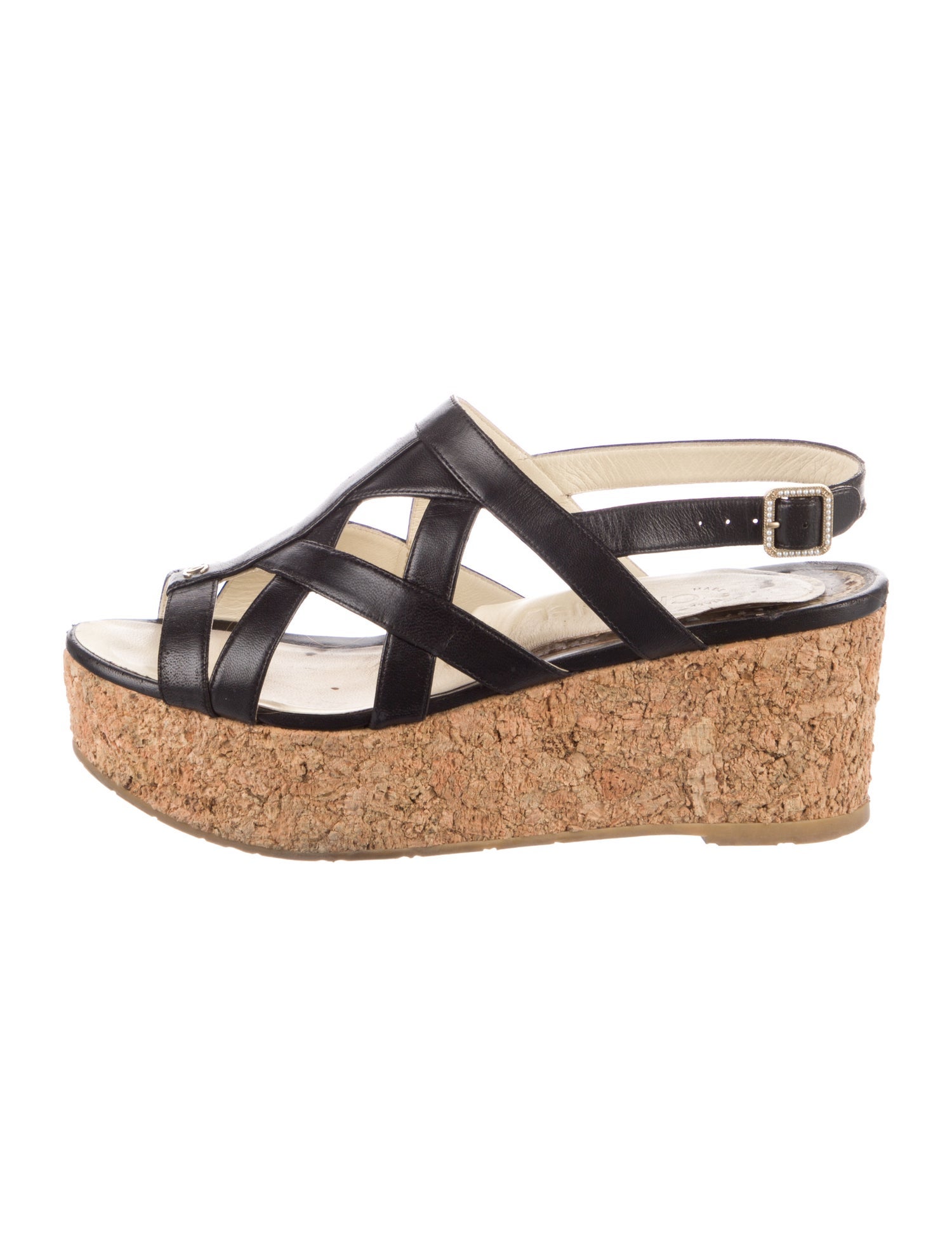 Chanel Interlocking CC Logo Leather Slingback Sandals