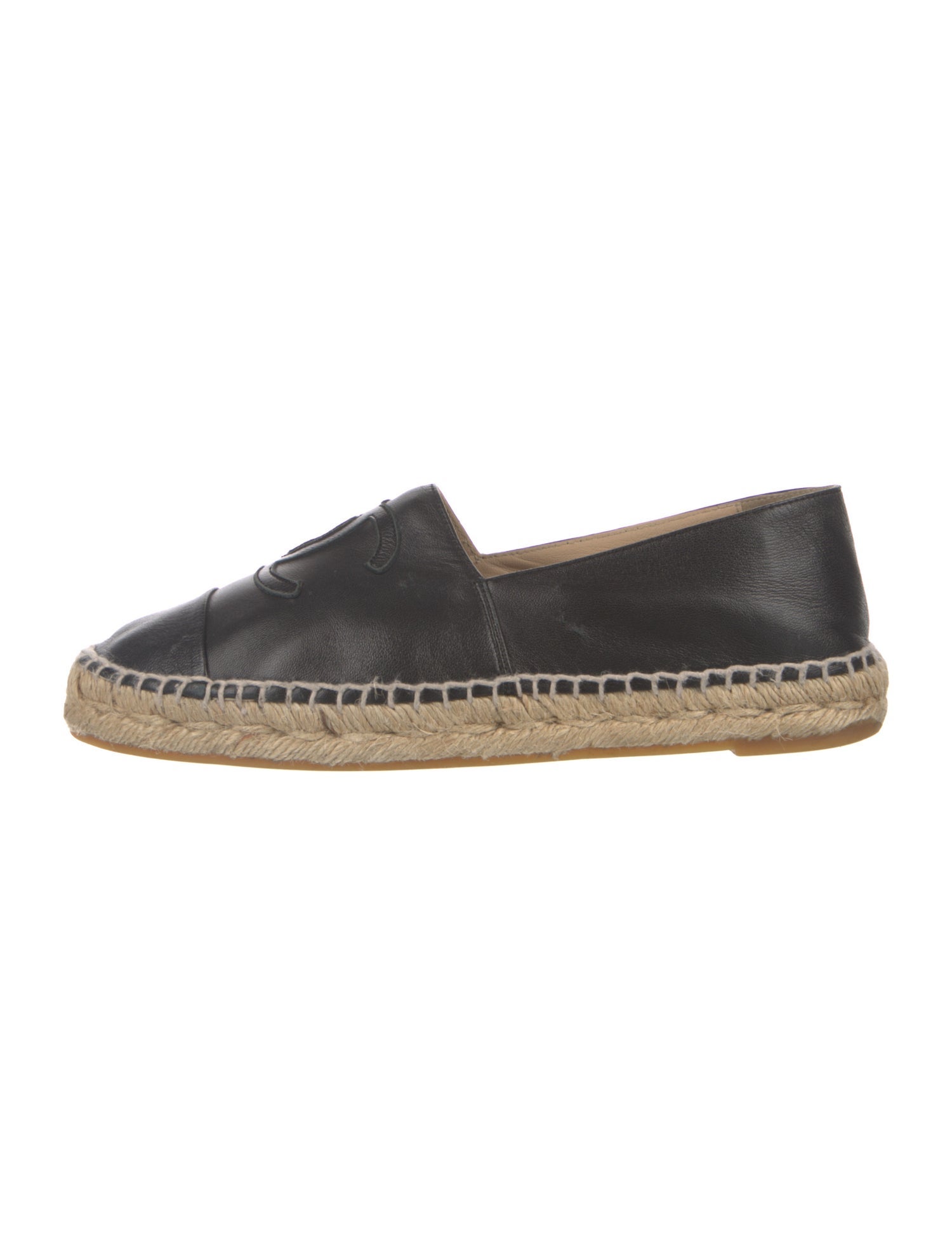 Chanel Interlocking CC Logo Leather Espadrilles