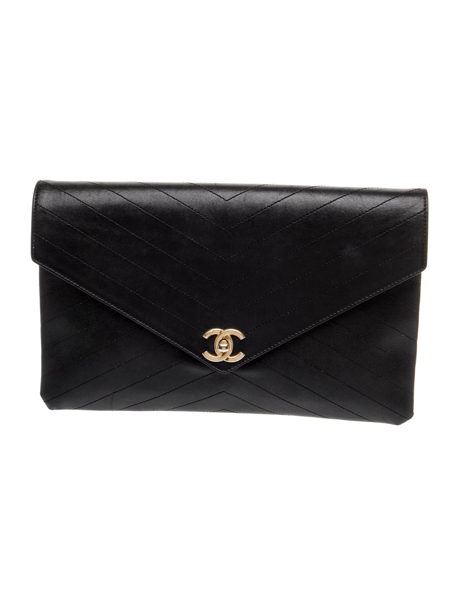 Chanel Chevron CC Envelope Clutch