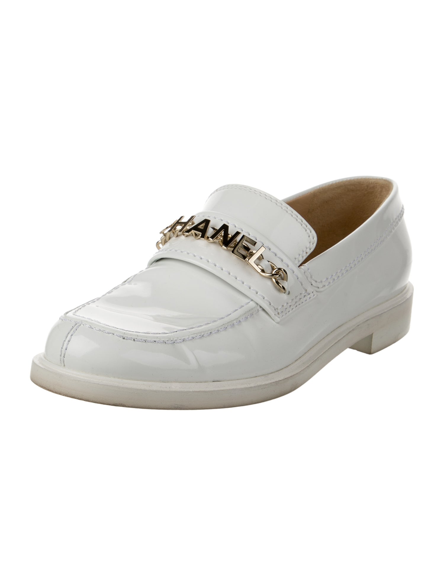 Chanel Interlocking CC Logo Patent Leather Loafers