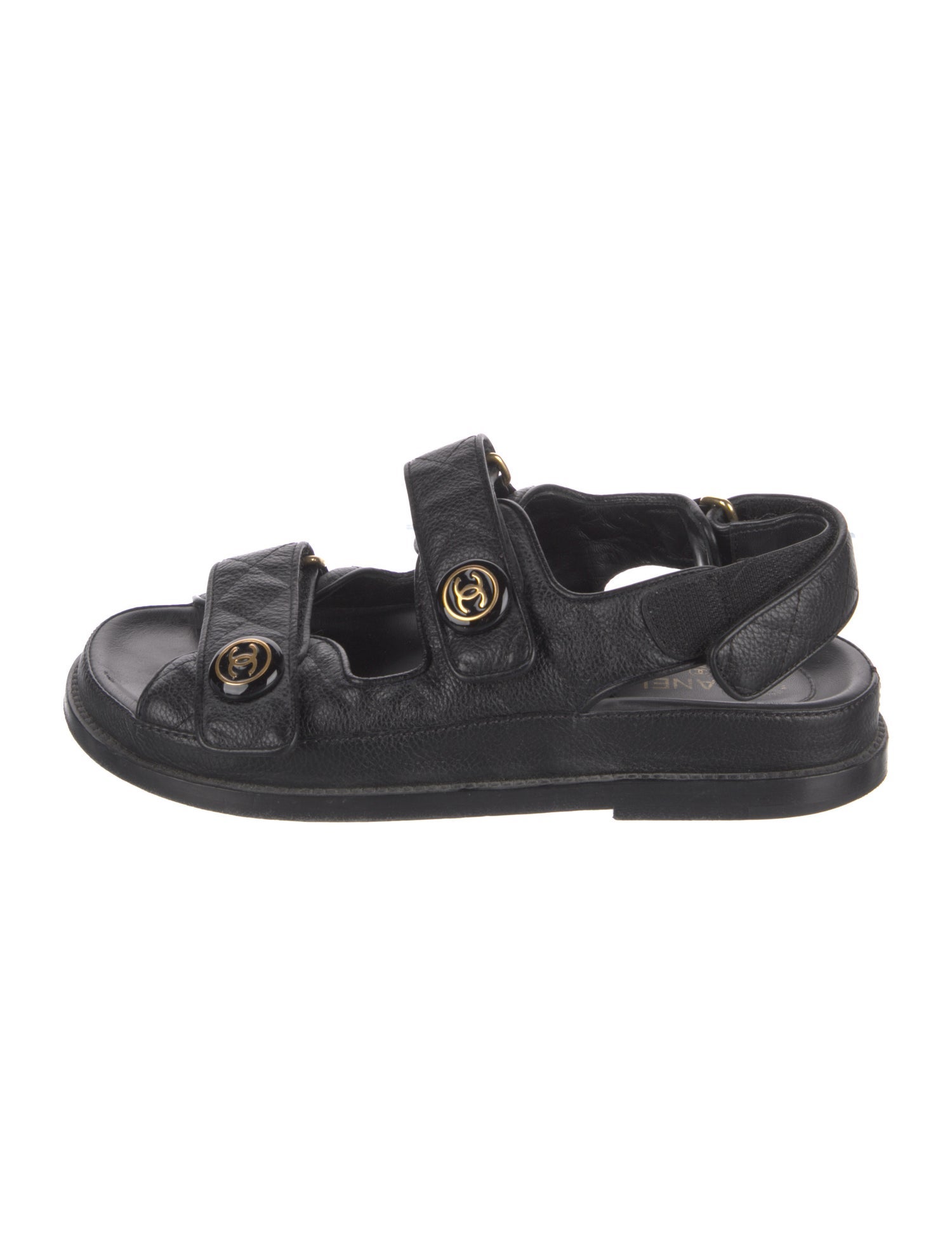 Chanel Interlocking CC Logo Leather Slingback Sandals