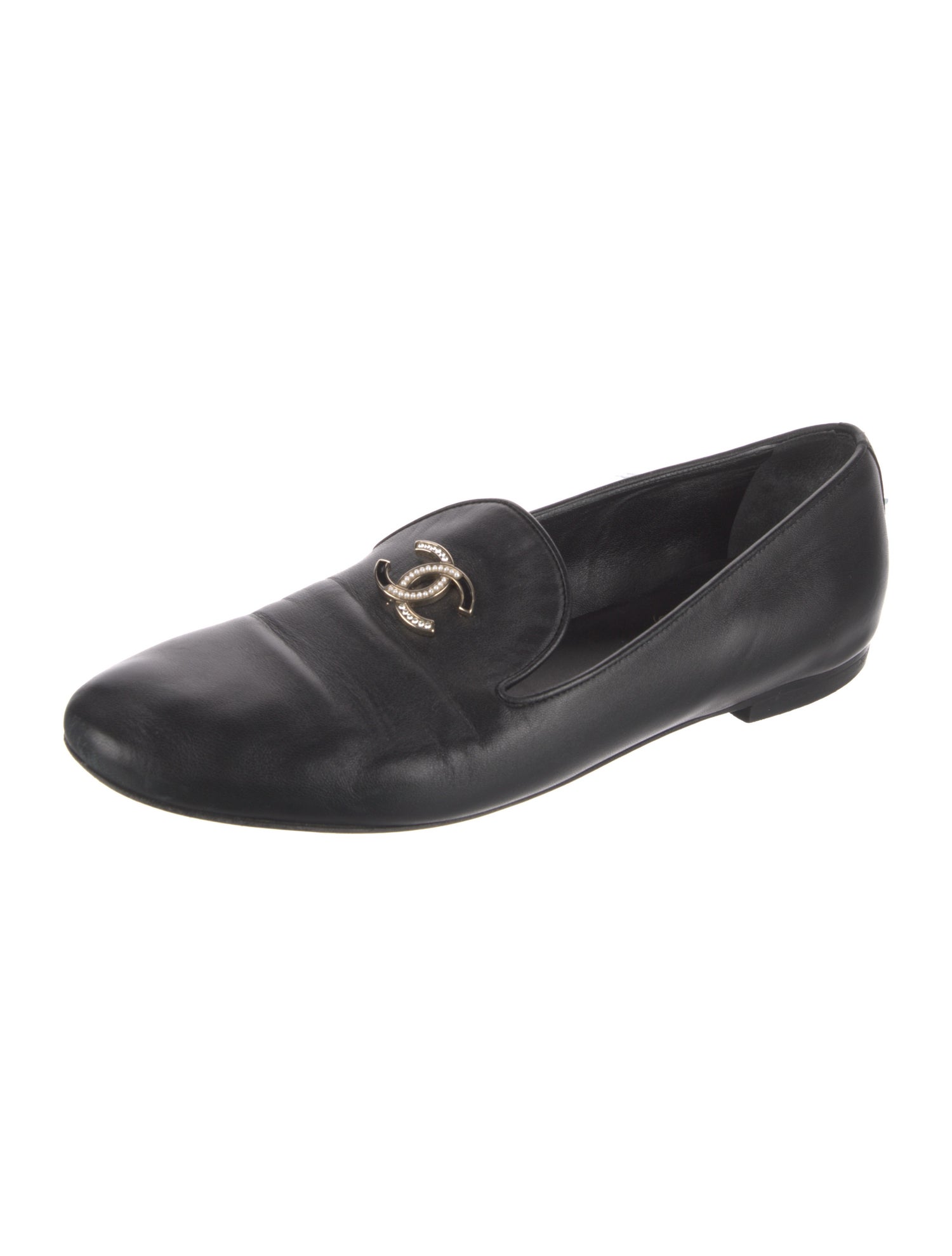 Chanel Interlocking CC Logo Leather Loafers