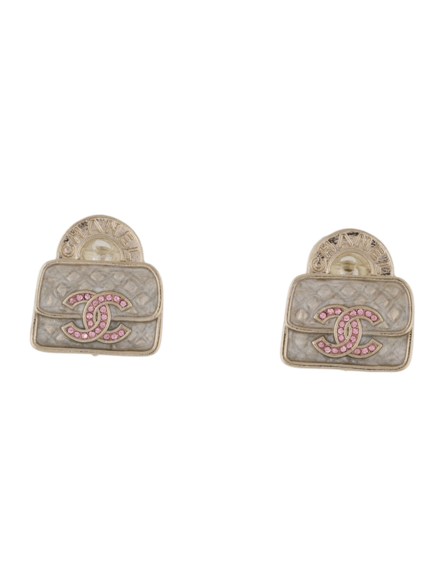 Chanel 2024 Strass & Resin Flap Bag CC Clip-On Earrings