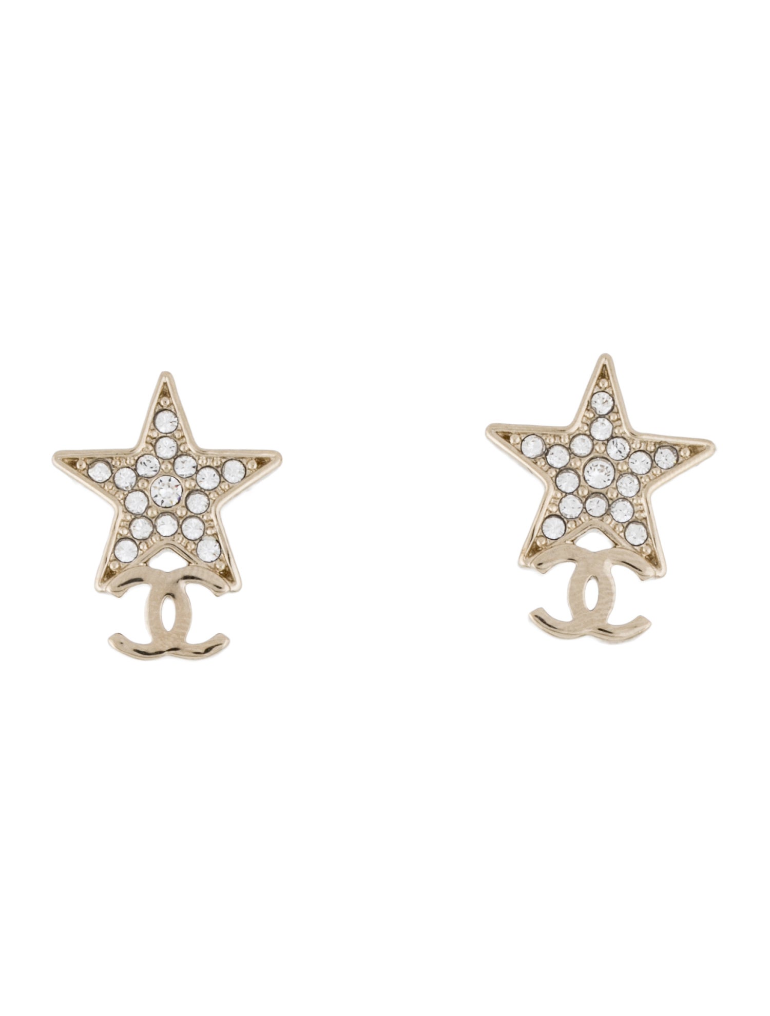 Chanel 2023 Strass CC Star Earrings