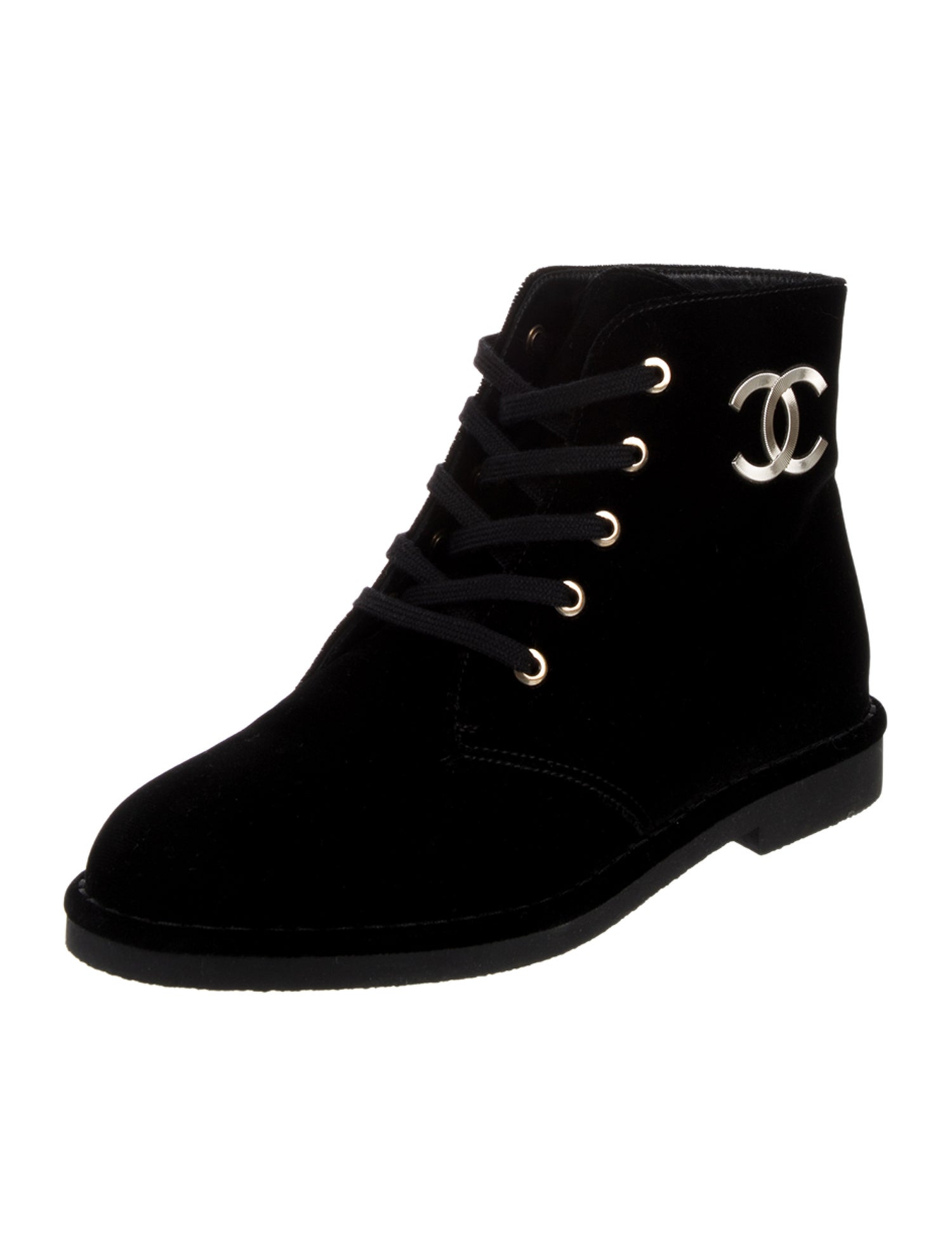 Chanel 2017 Interlocking CC Logo Combat Boots