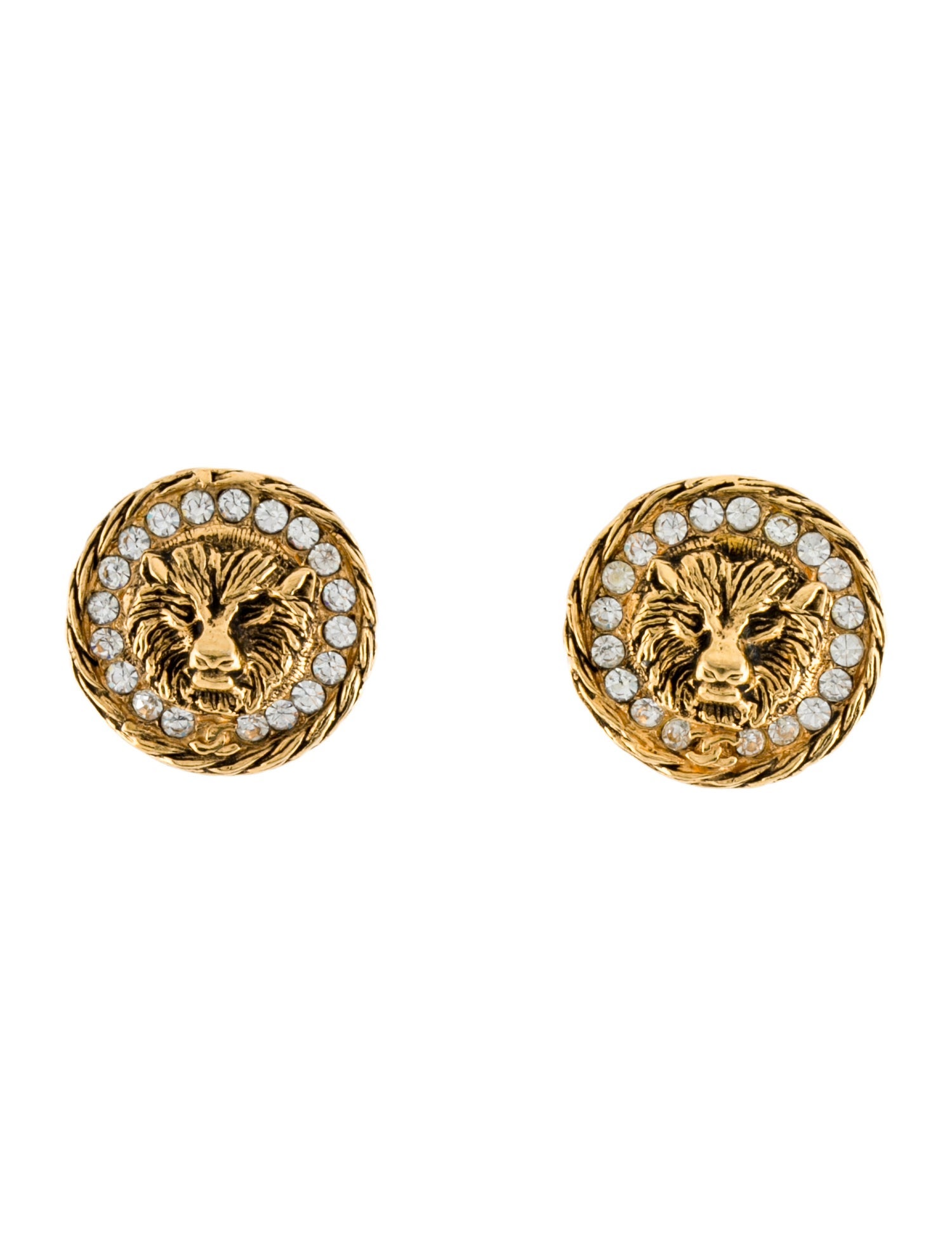 Chanel Vintage Strass Lion Clip-On Earrings