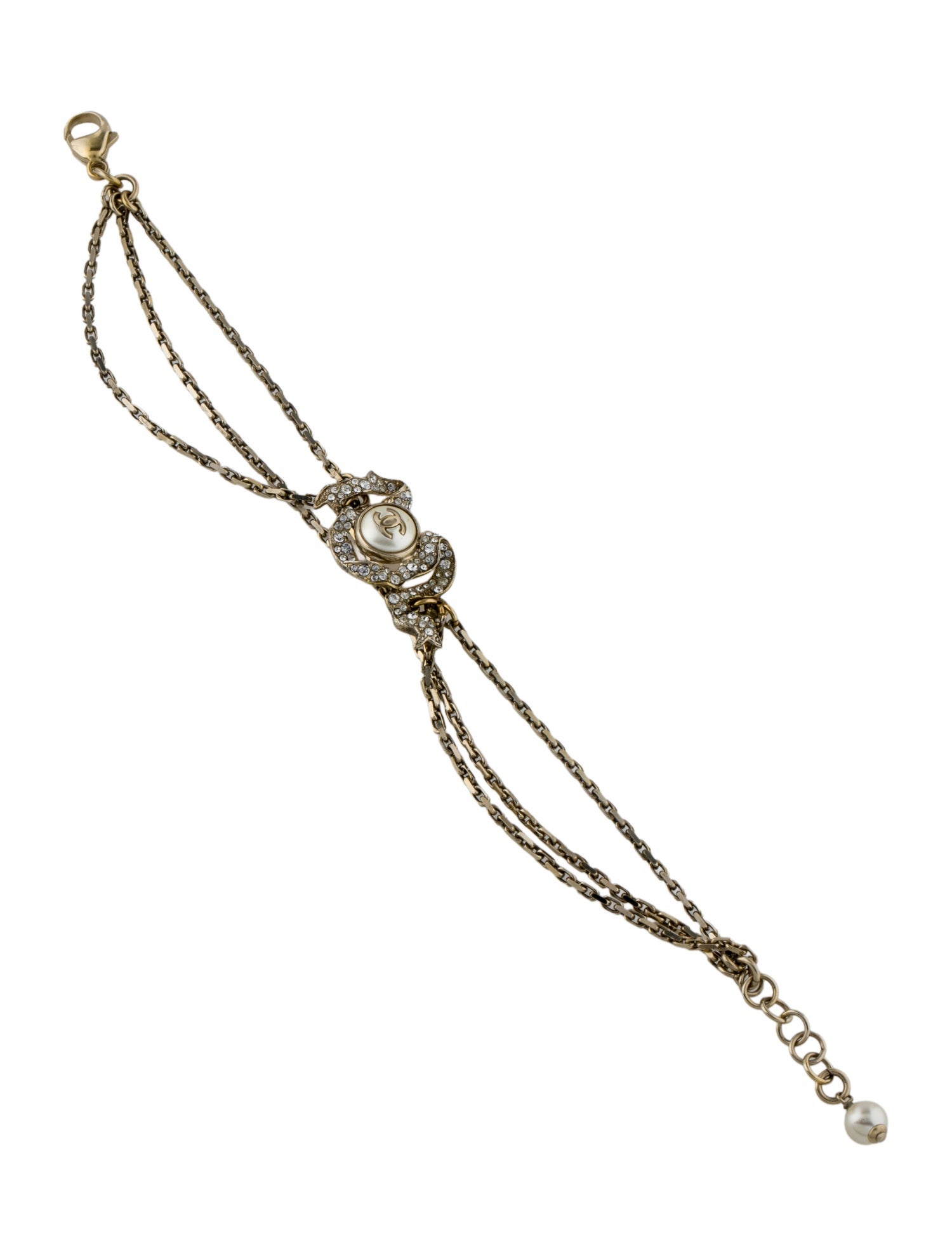 Chanel Faux Pearl & Strass Charm Bracelet