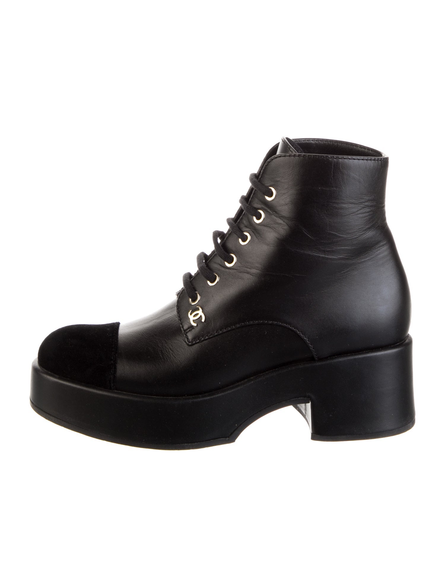 Chanel 2022 Interlocking CC Logo Combat Boots