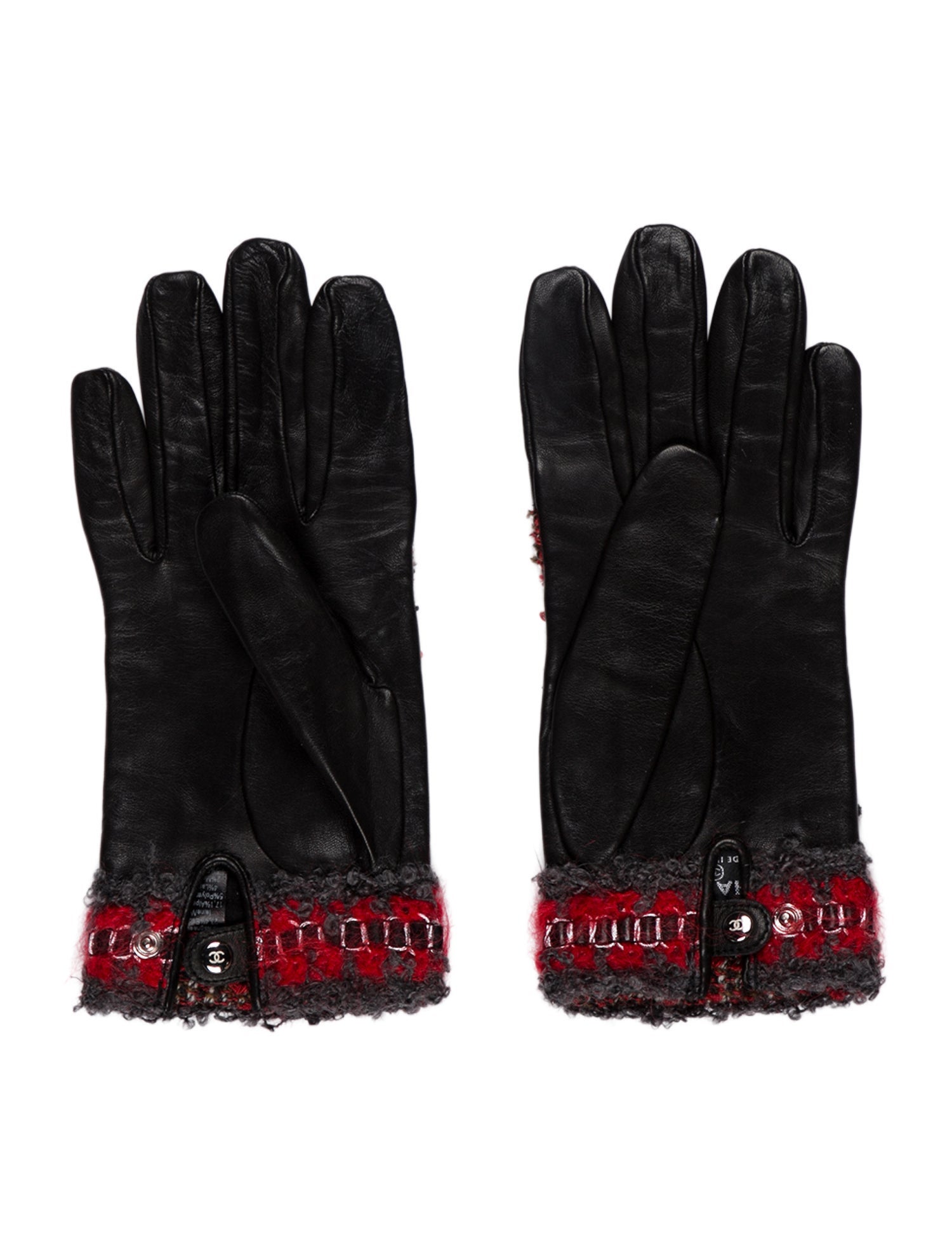 Chanel Leather-Trimmed Tweed Gloves