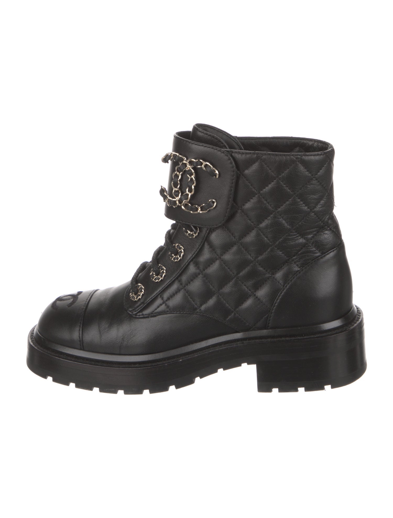 Chanel 2021 Interlocking CC Logo Combat Boots