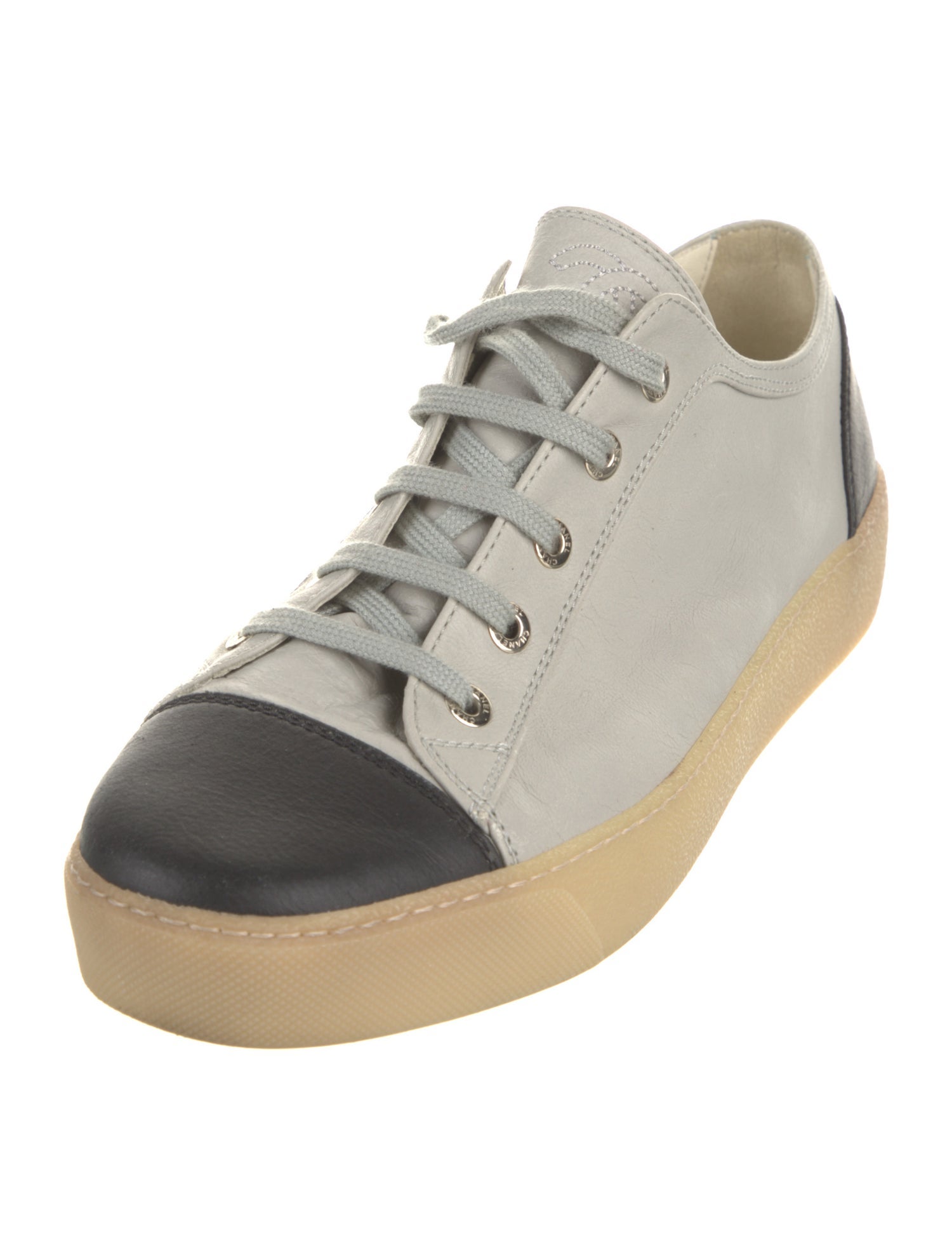 Chanel Interlocking CC Logo Leather Sneakers