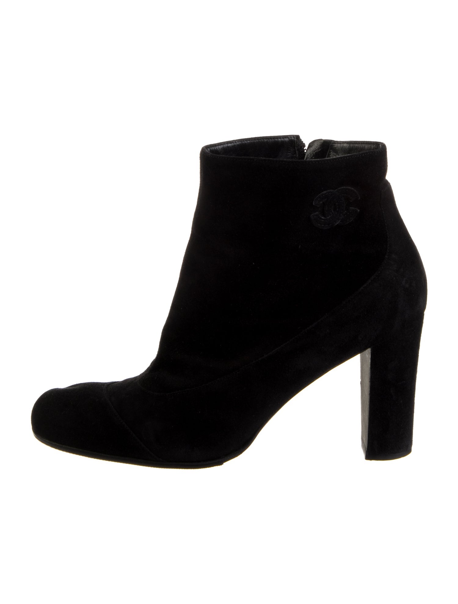 Chanel Interlocking CC Logo Suede Boots