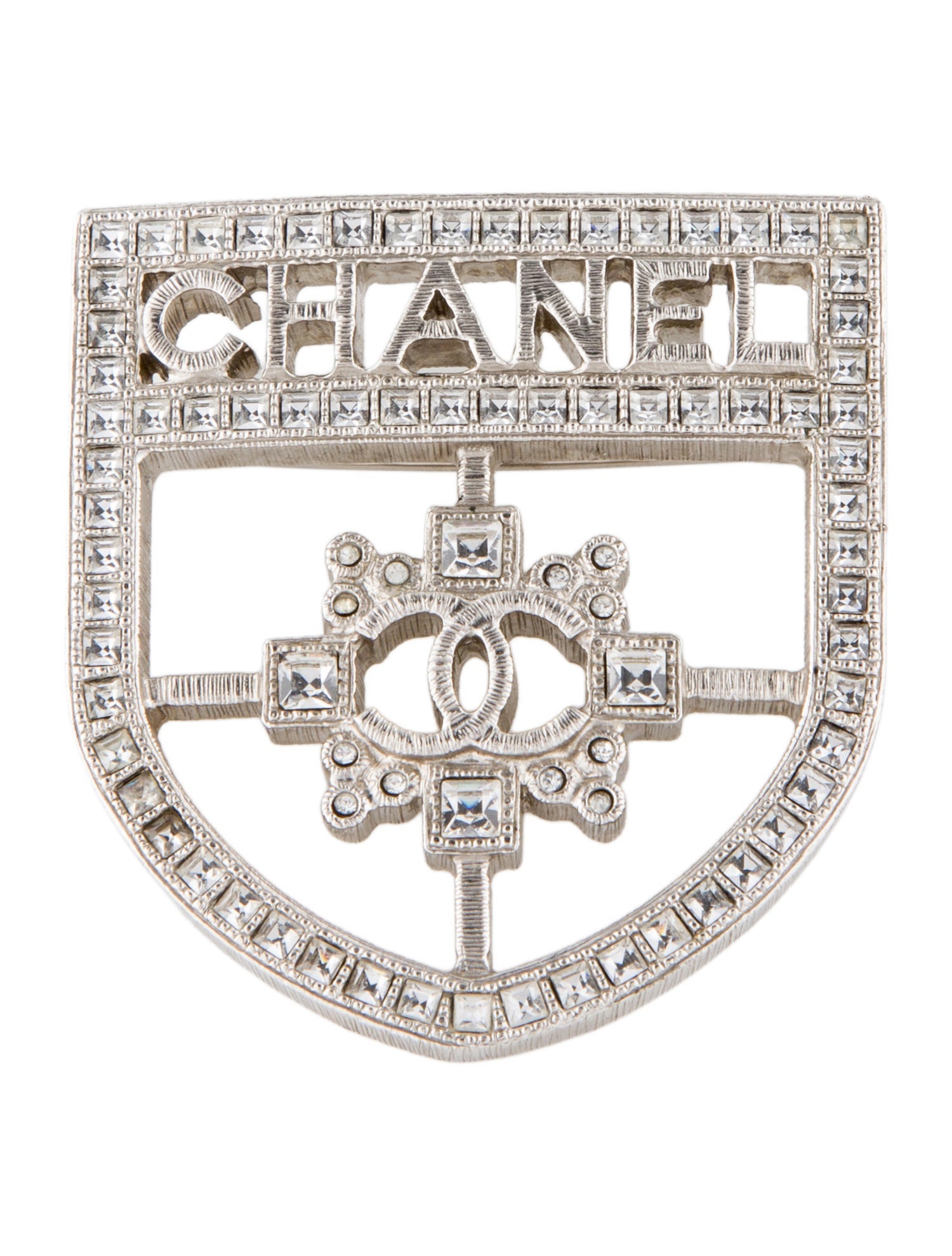 Chanel Strass CC Shield Brooch