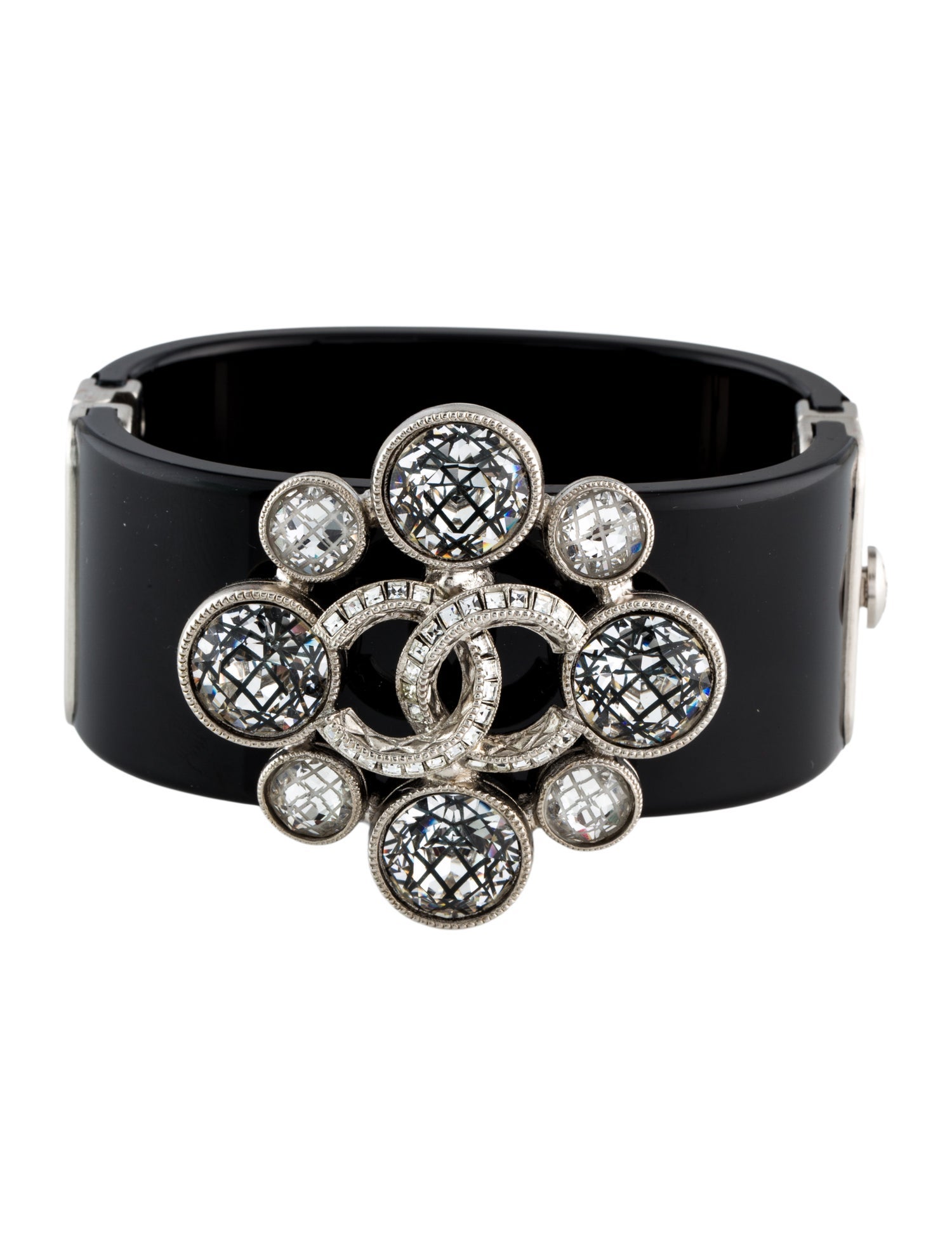 Chanel Resin & Strass CC Hinged Cuff
