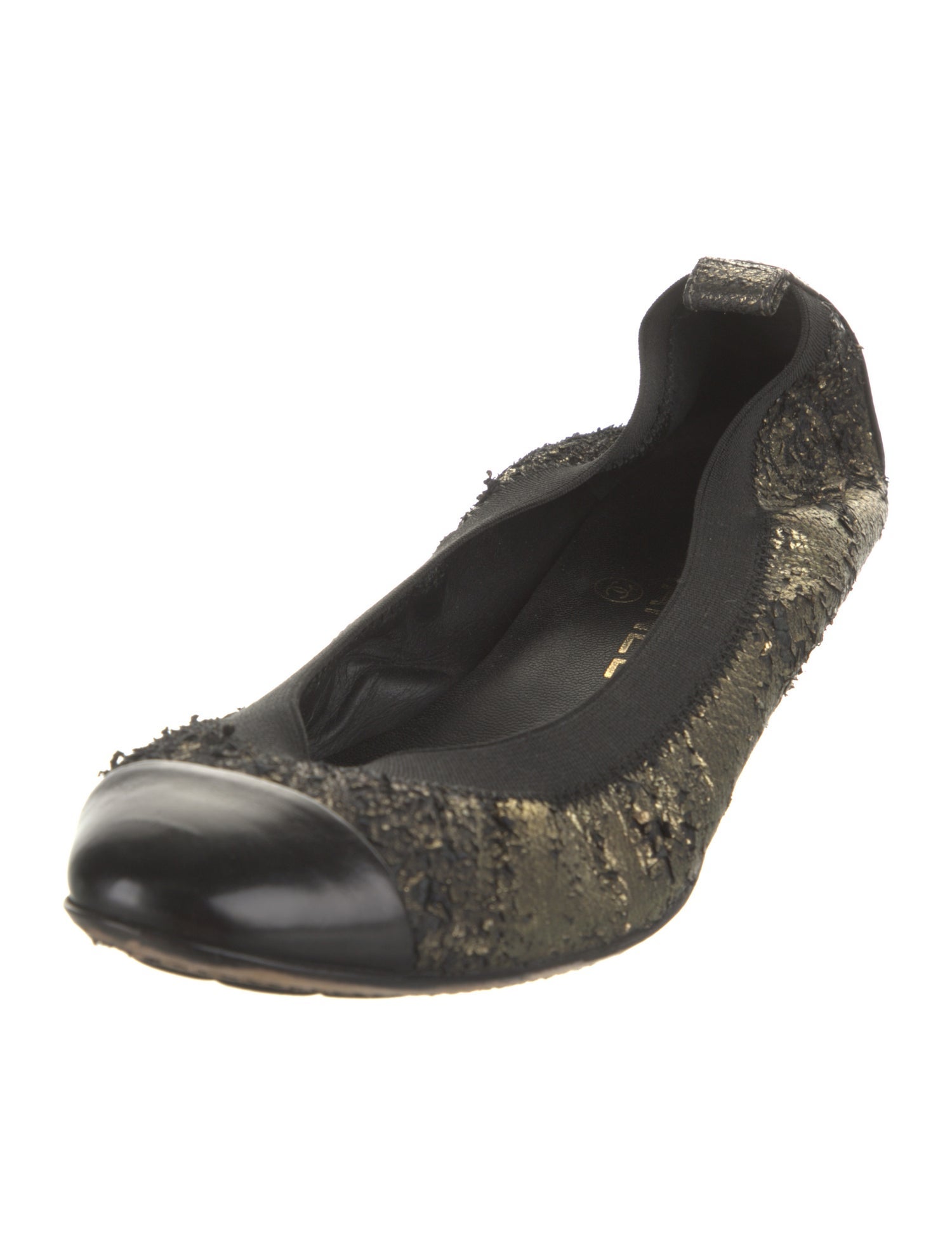 Chanel Interlocking CC Logo Leather Ballet Flats