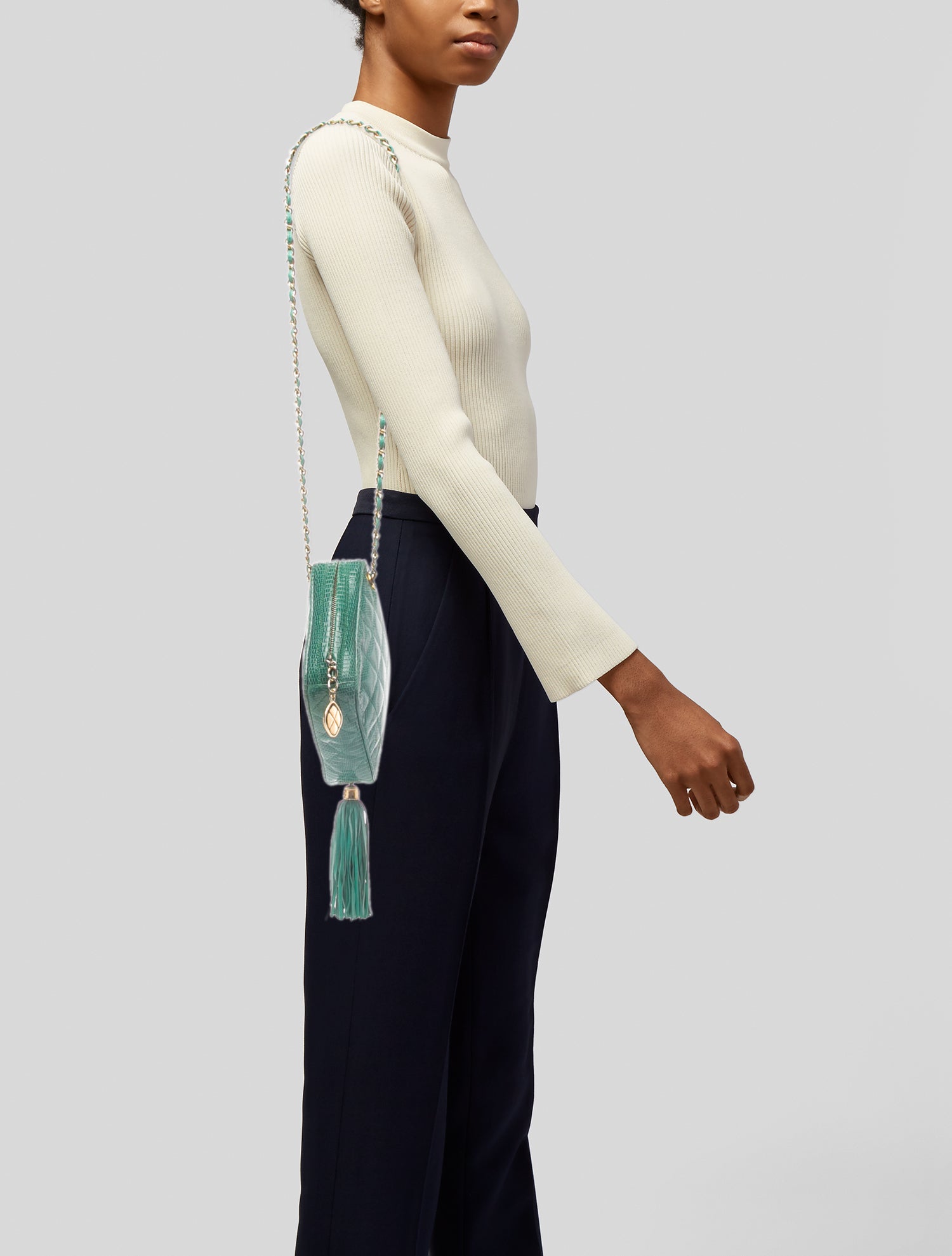 Chanel Quilted Lizard Shoulder Bag