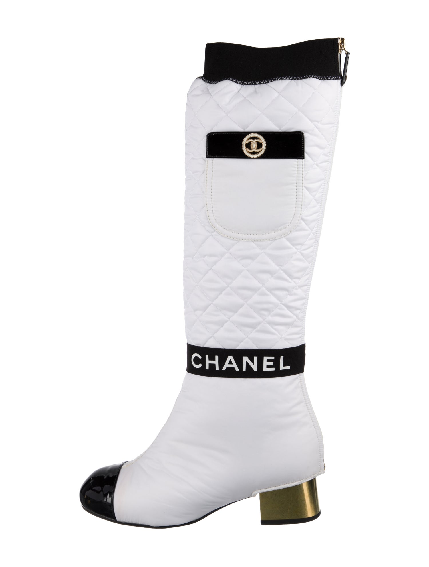 Chanel Interlocking CC Logo Nylon Riding Boots