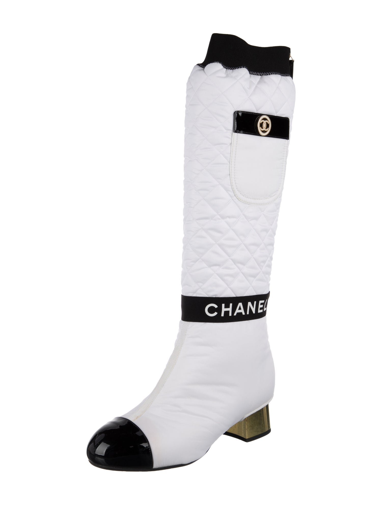 Chanel Interlocking CC Logo Nylon Riding Boots