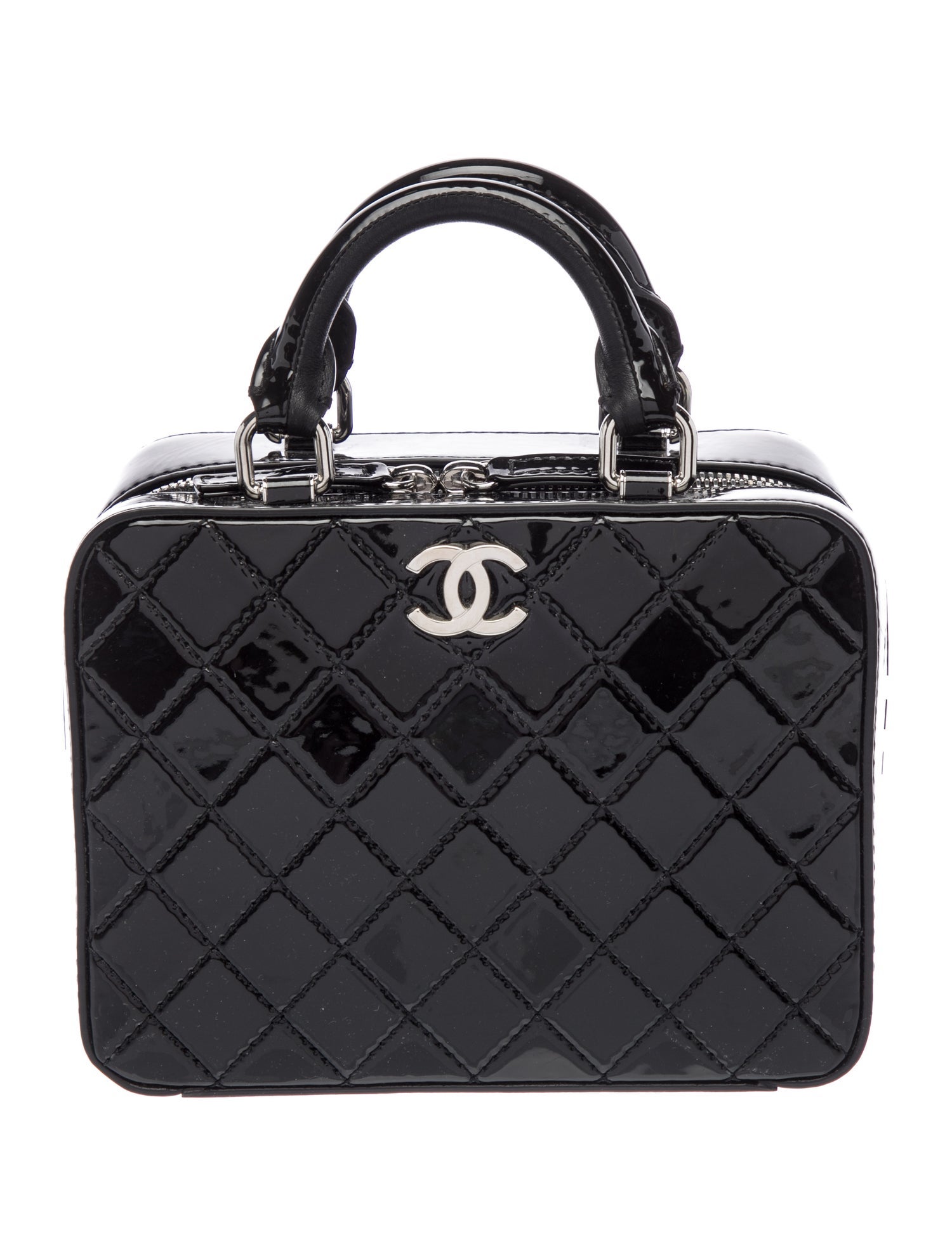 Chanel Patent Quilted Travel Kit Vanity Case