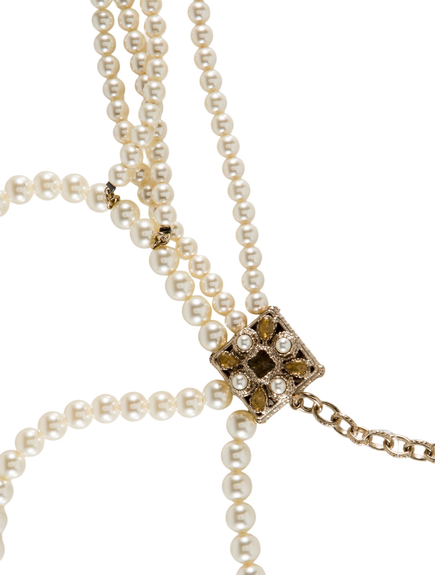 Chanel Faux Pearl & Resin Brasserie Gabrielle Sweater Necklace