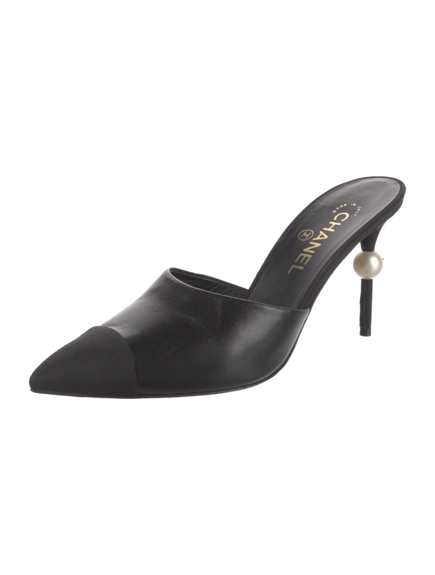 Chanel Interlocking CC Logo Leather Mules