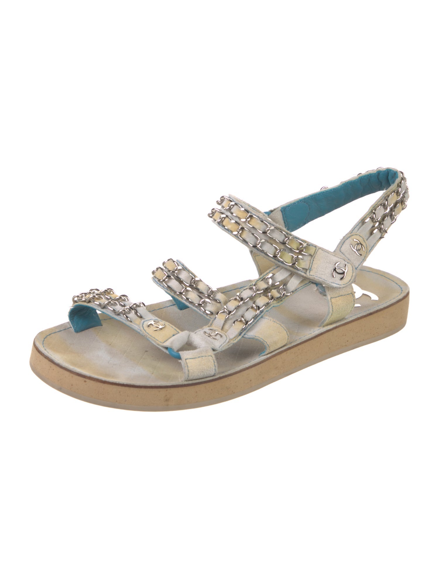 Chanel Interlocking CC Logo Suede Gladiator Sandals