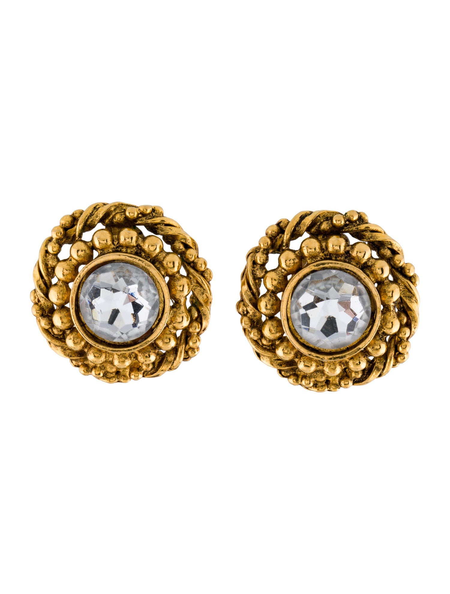 Chanel Vintage Strass Clip-On Earrings