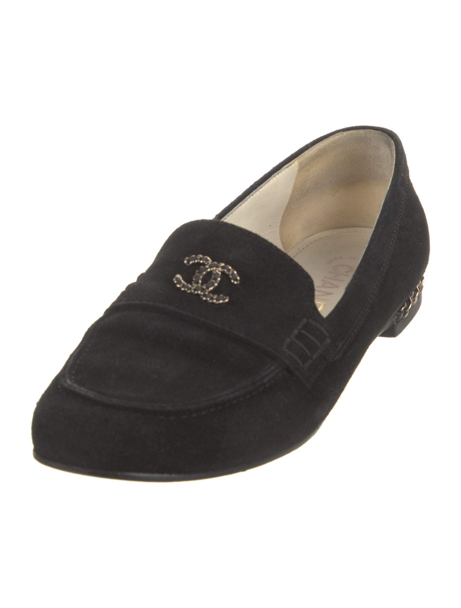 Chanel Interlocking CC Logo Suede Loafers