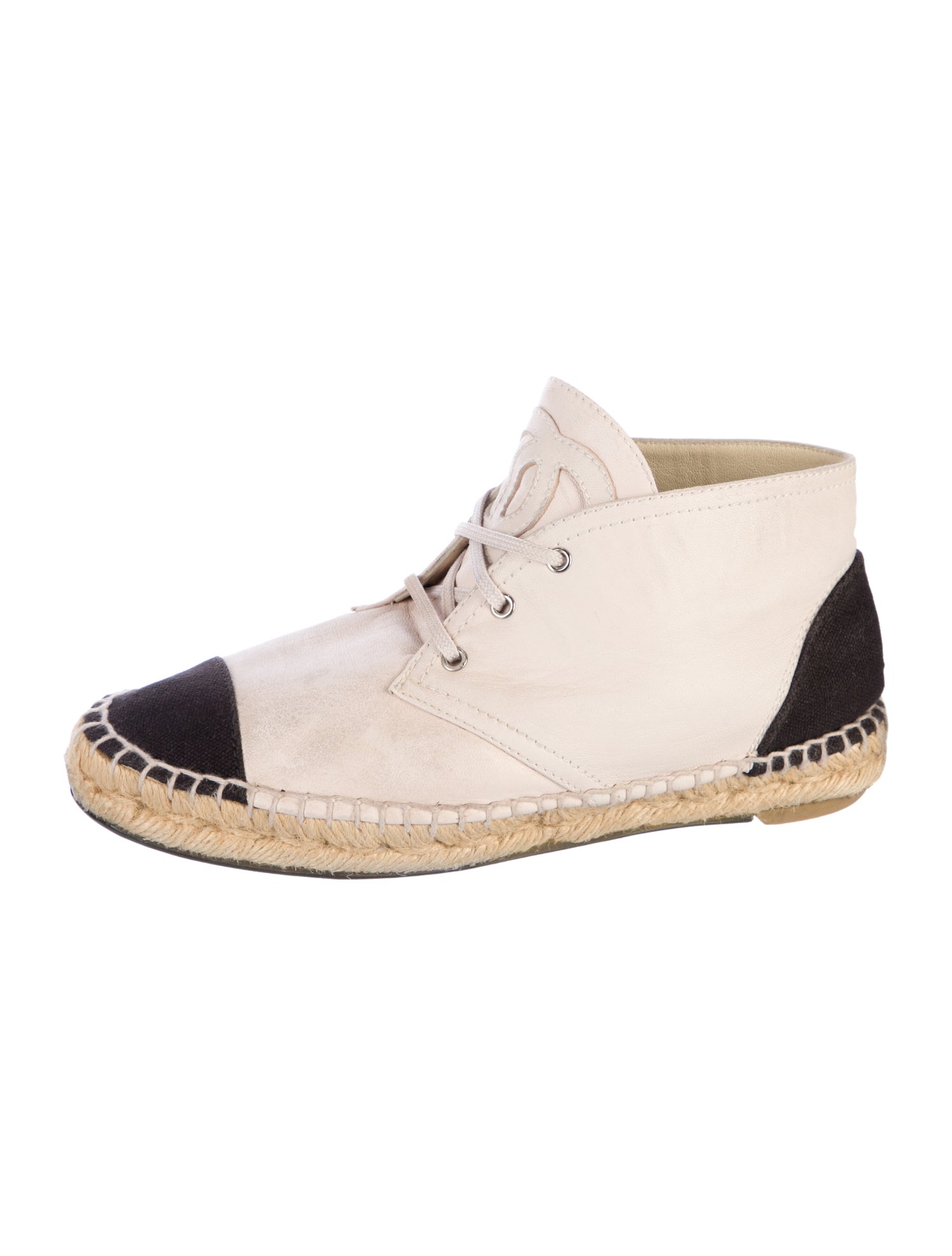 Chanel Interlocking CC Logo Leather Espadrille Sneakers