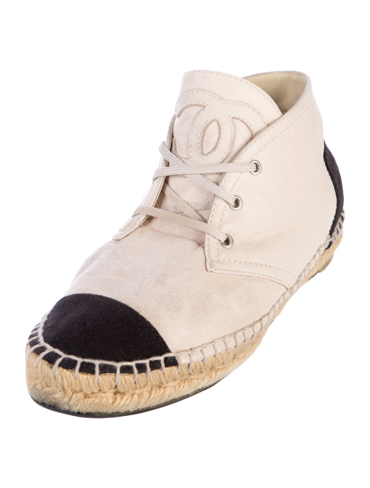 Chanel Interlocking CC Logo Leather Espadrille Sneakers
