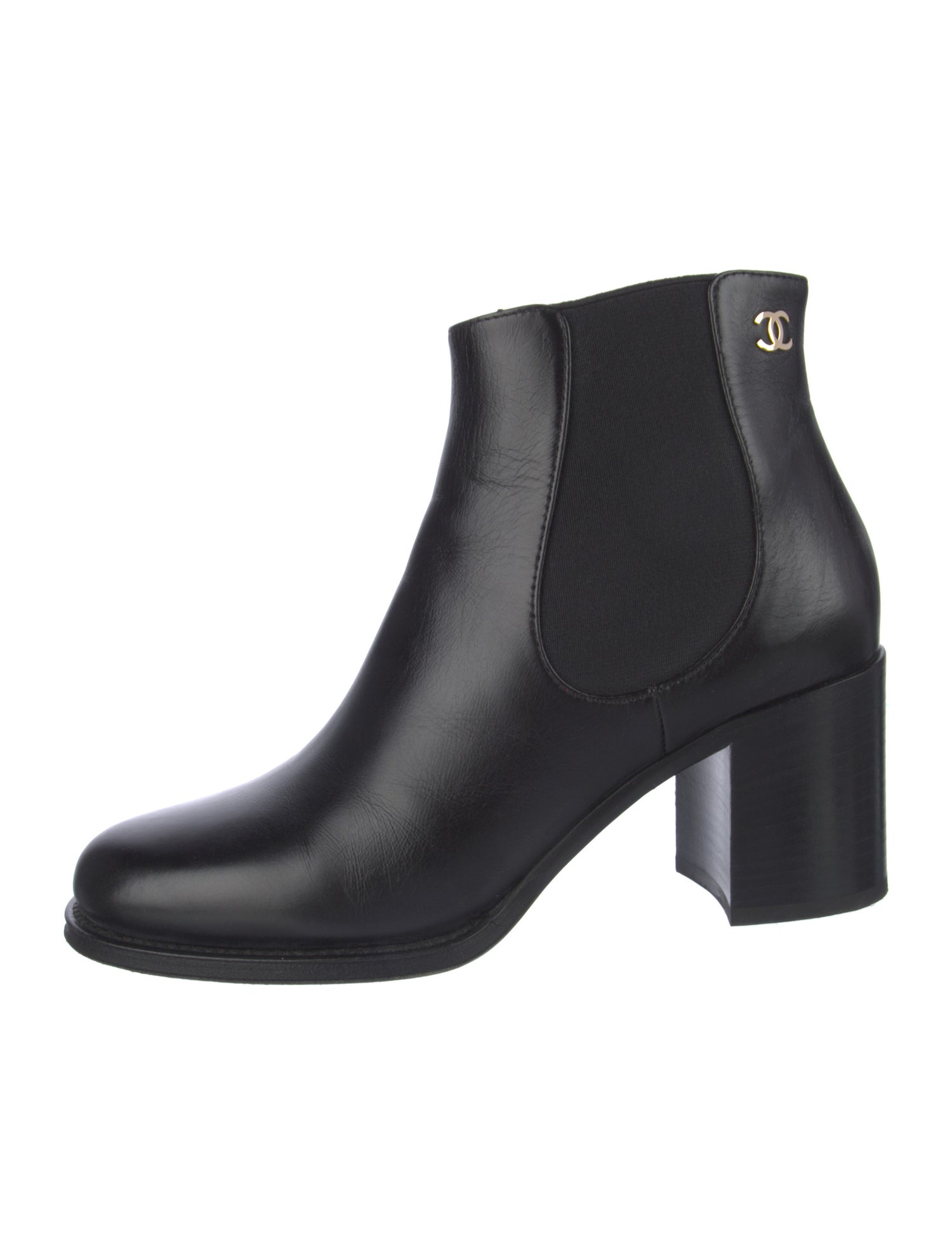 Chanel Interlocking CC Logo Leather Chelsea Boots