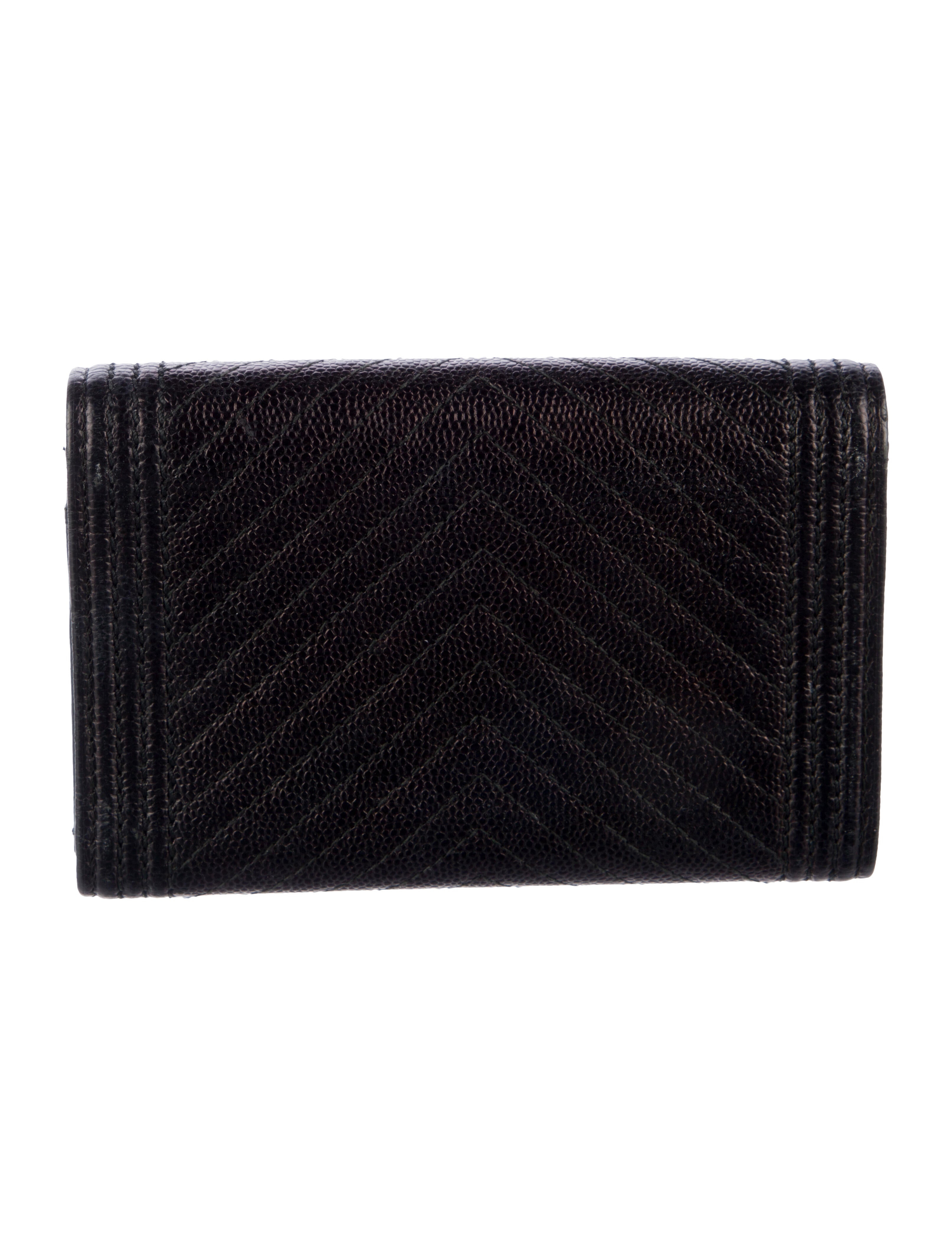 Chanel 2017 Boy Caviar Trifold Card Holder