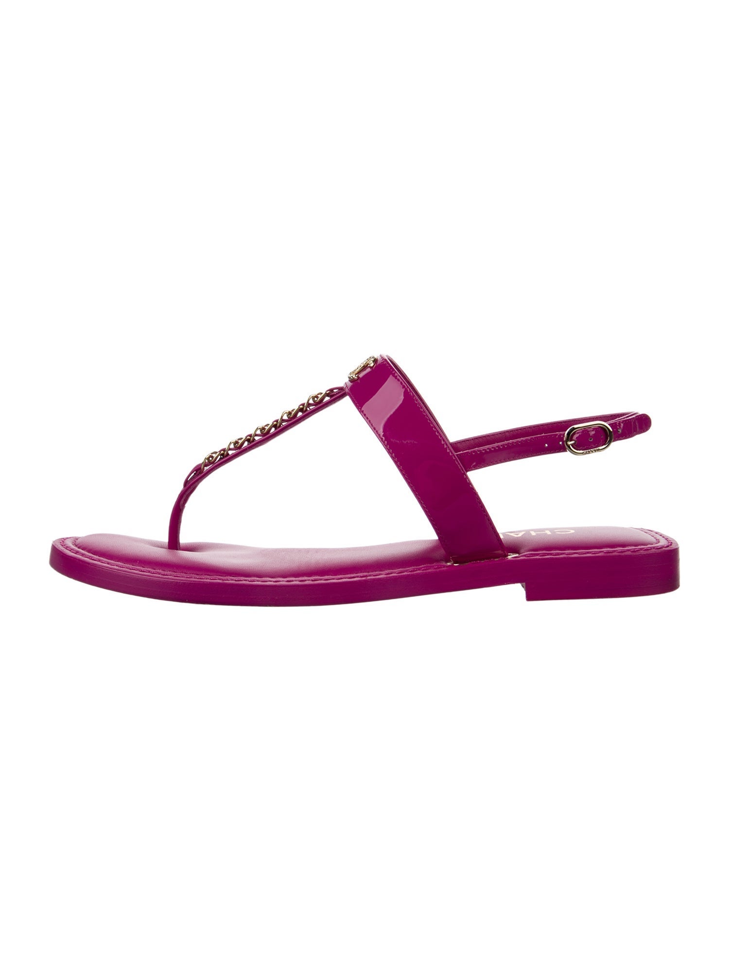 Chanel 2022 Interlocking CC Logo T-Strap Sandals