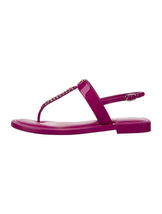 Chanel 2022 Interlocking CC Logo T-Strap Sandals