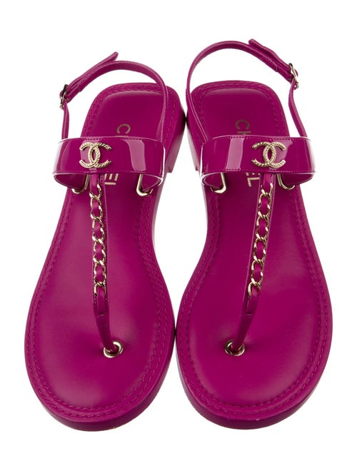 Chanel 2022 Interlocking CC Logo T-Strap Sandals