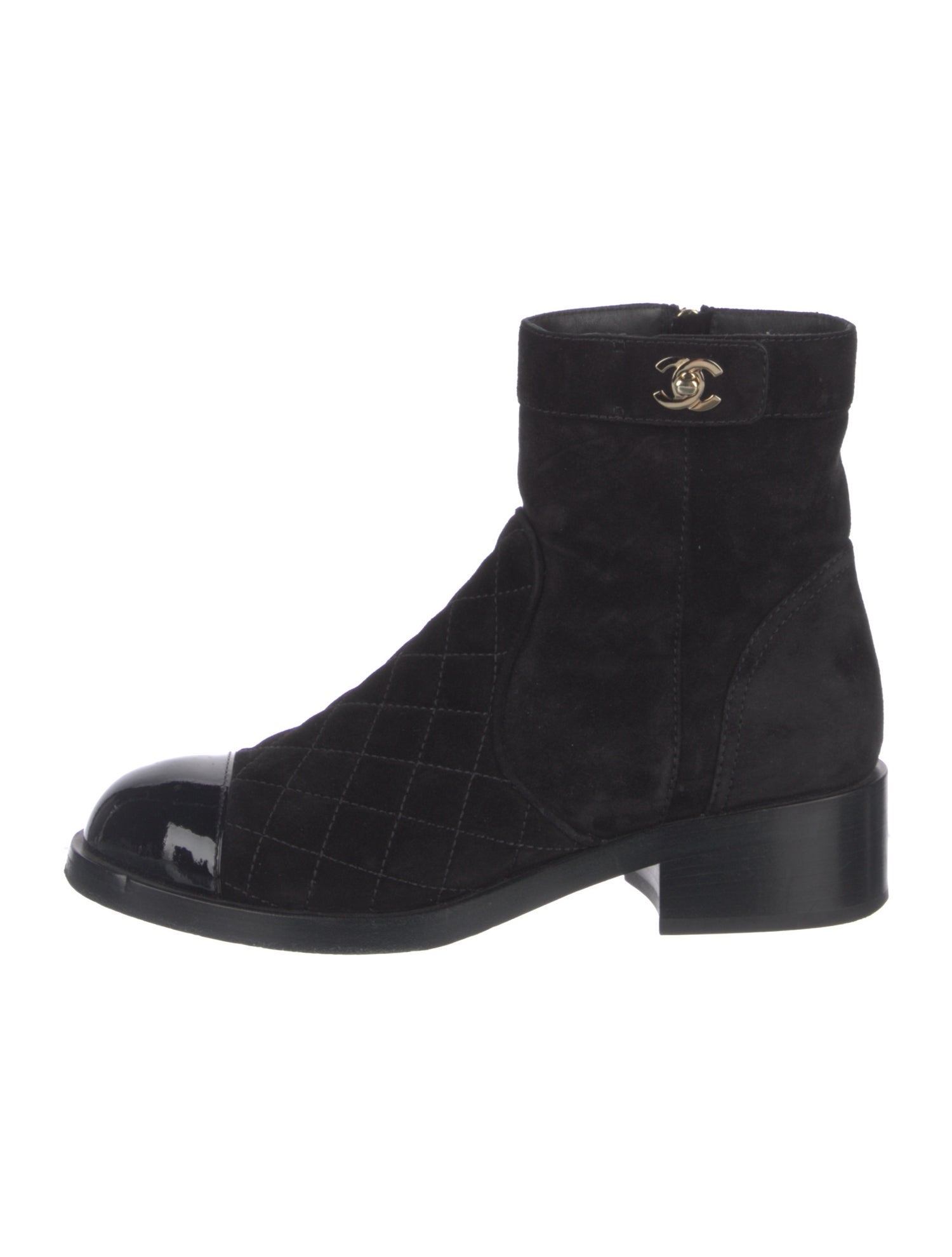 Chanel Interlocking CC Logo Suede Chelsea Boots