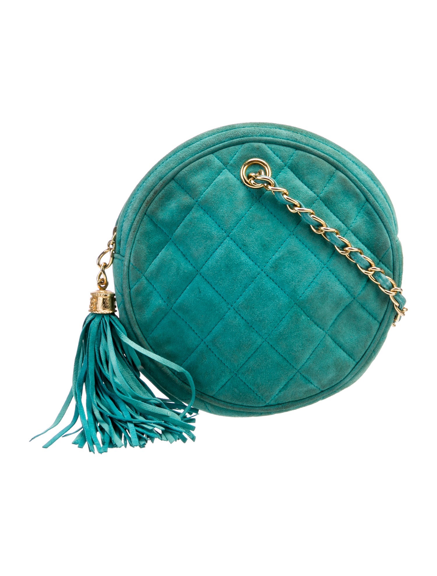 Chanel Quilted Suede Round Bag