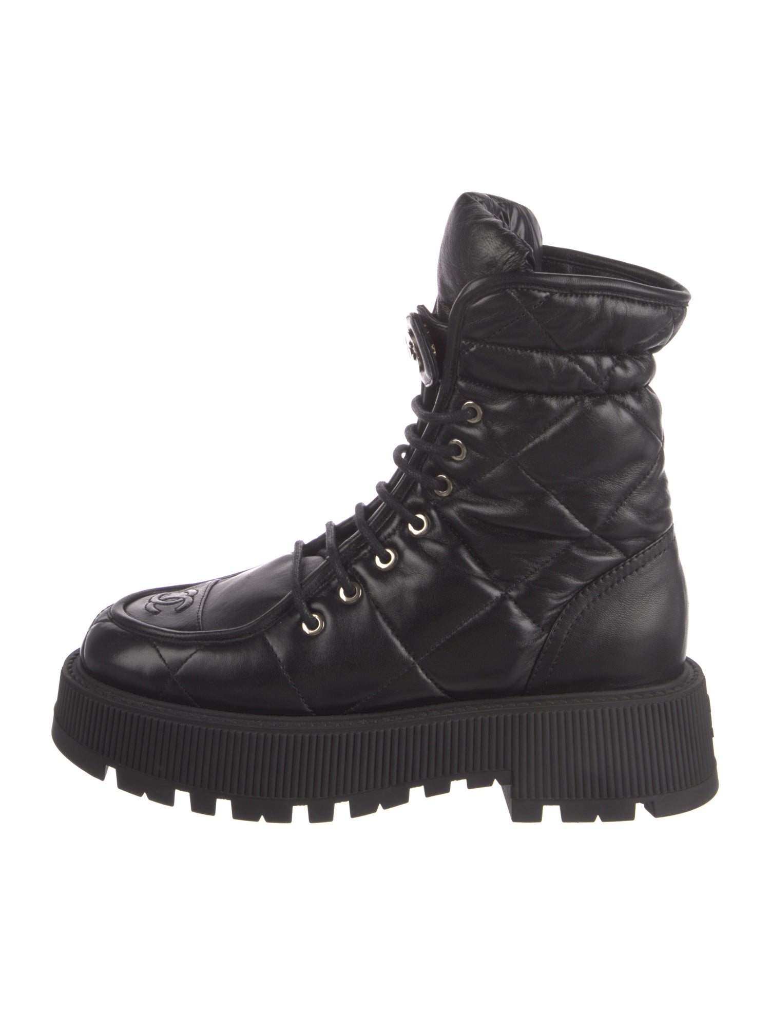 Chanel 2024 Interlocking CC Logo Combat Boots
