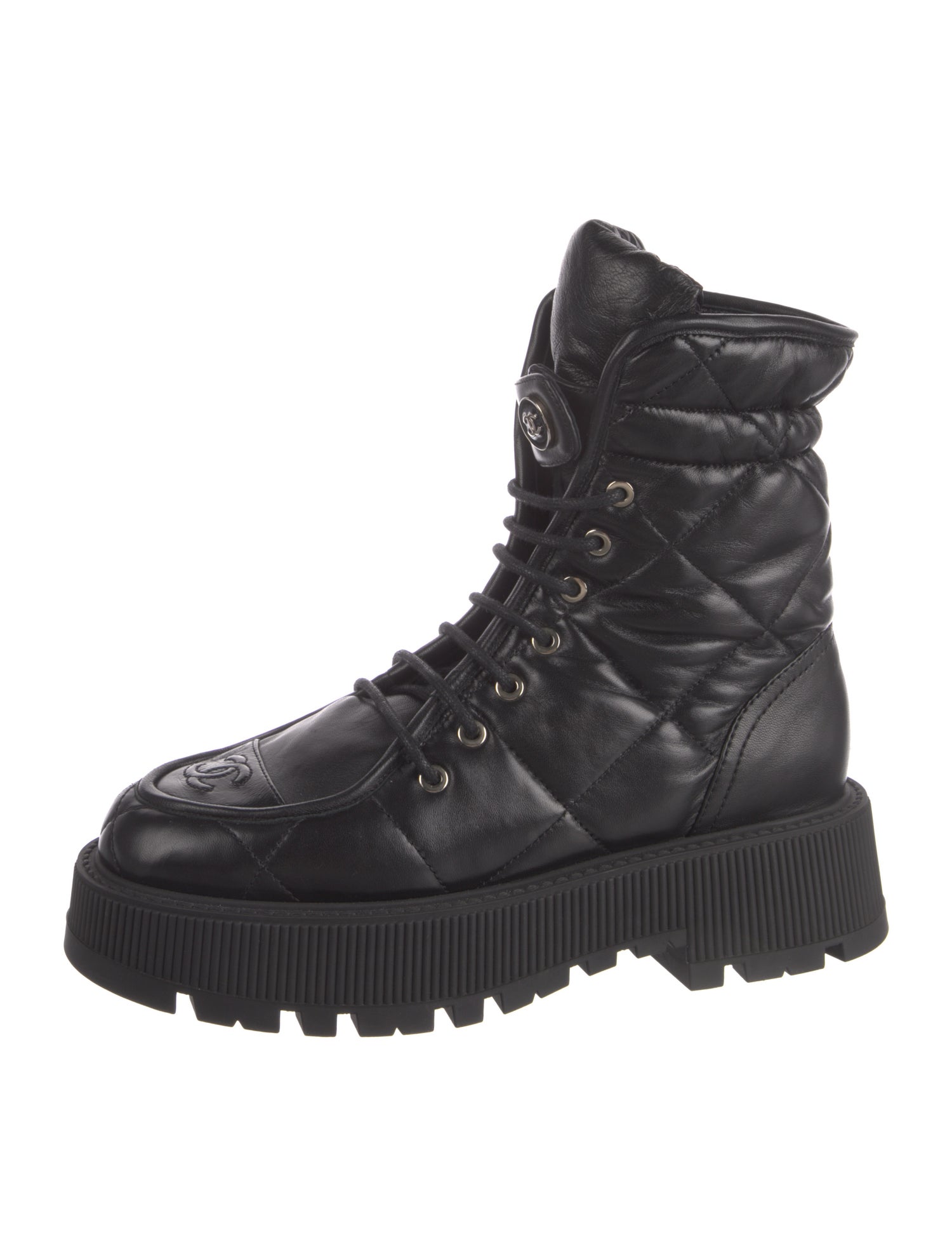 Chanel 2024 Interlocking CC Logo Combat Boots