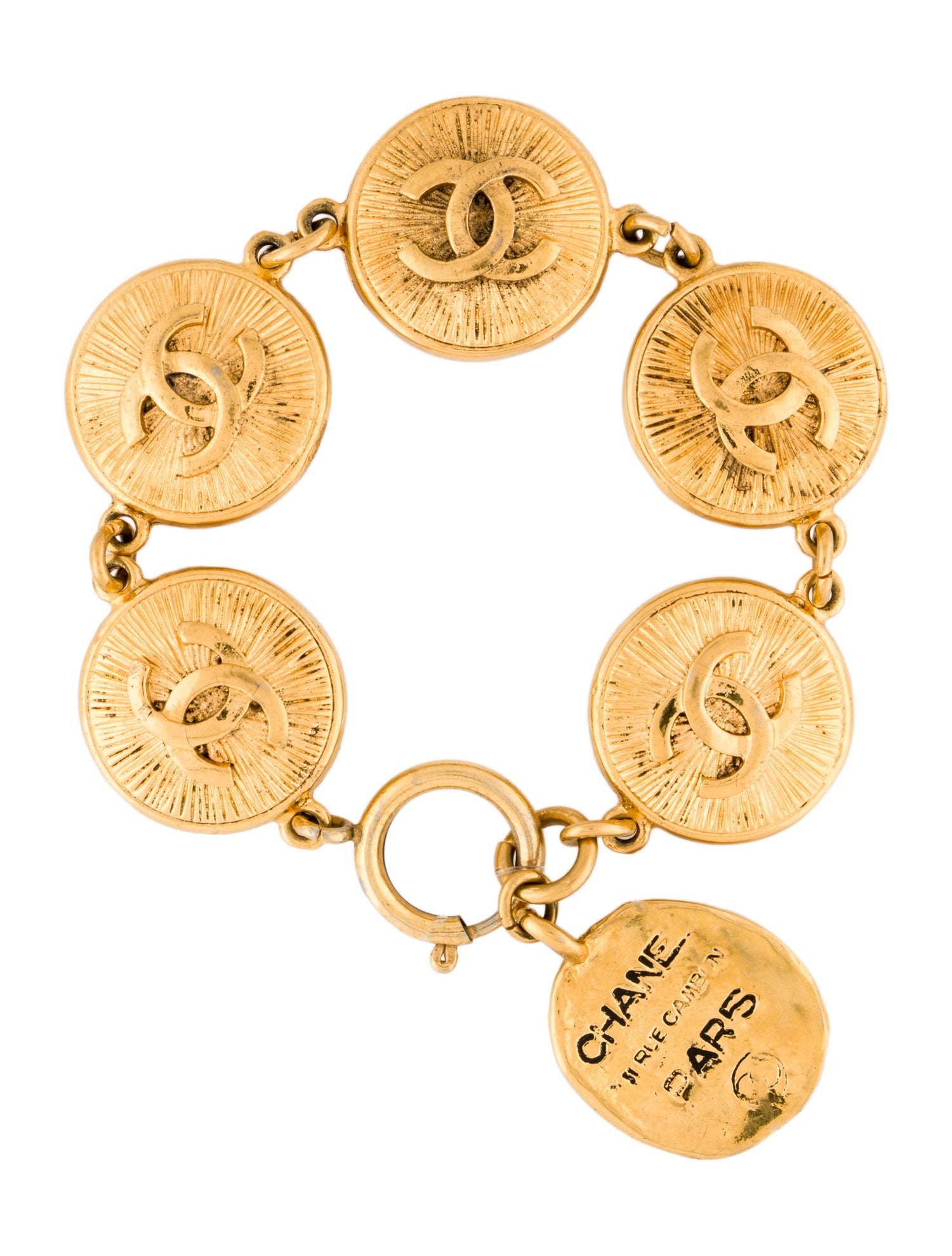 Chanel Vintage Rue Cambon CC Medallion Link Bracelet