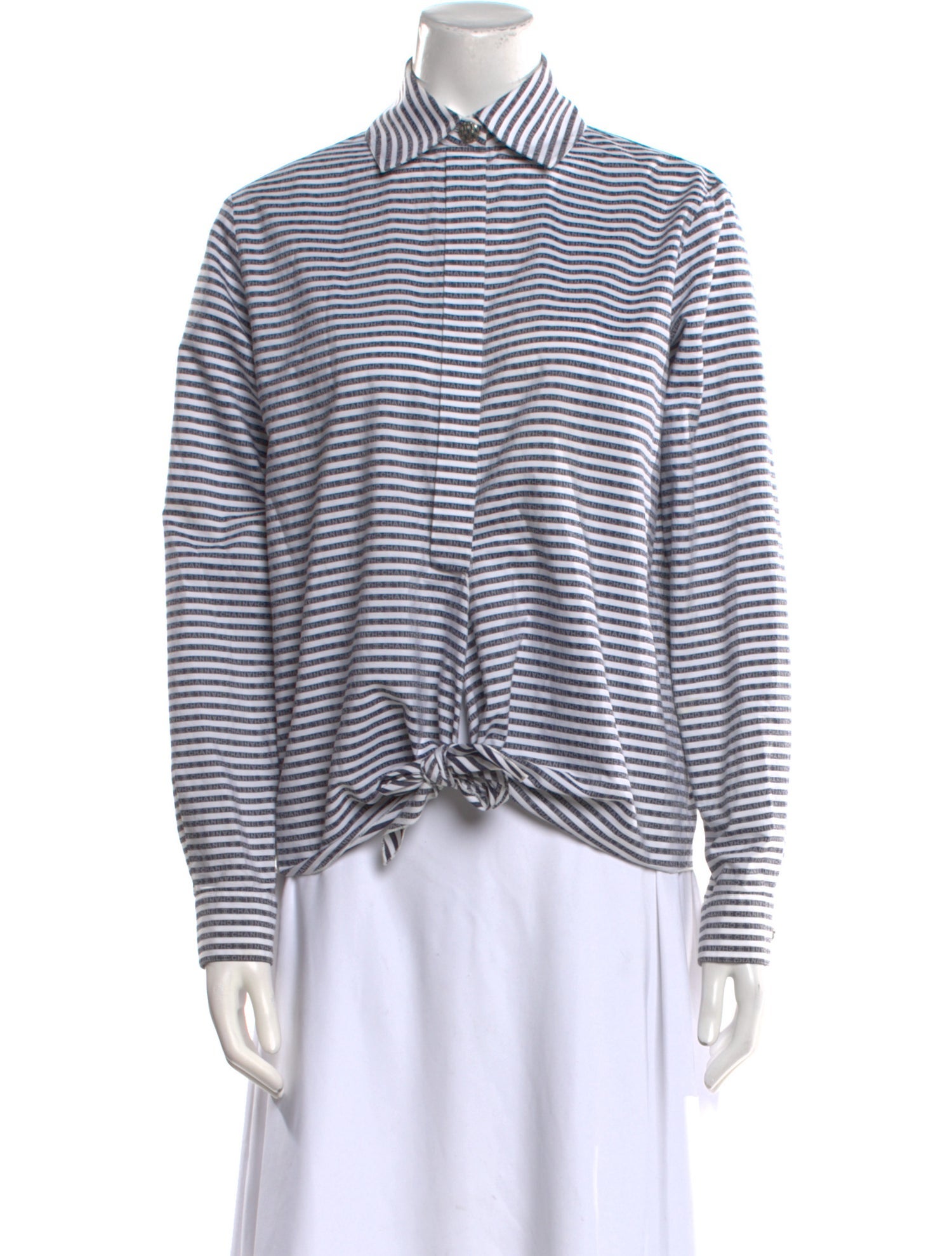 Chanel 2020 Striped Button-Up Top