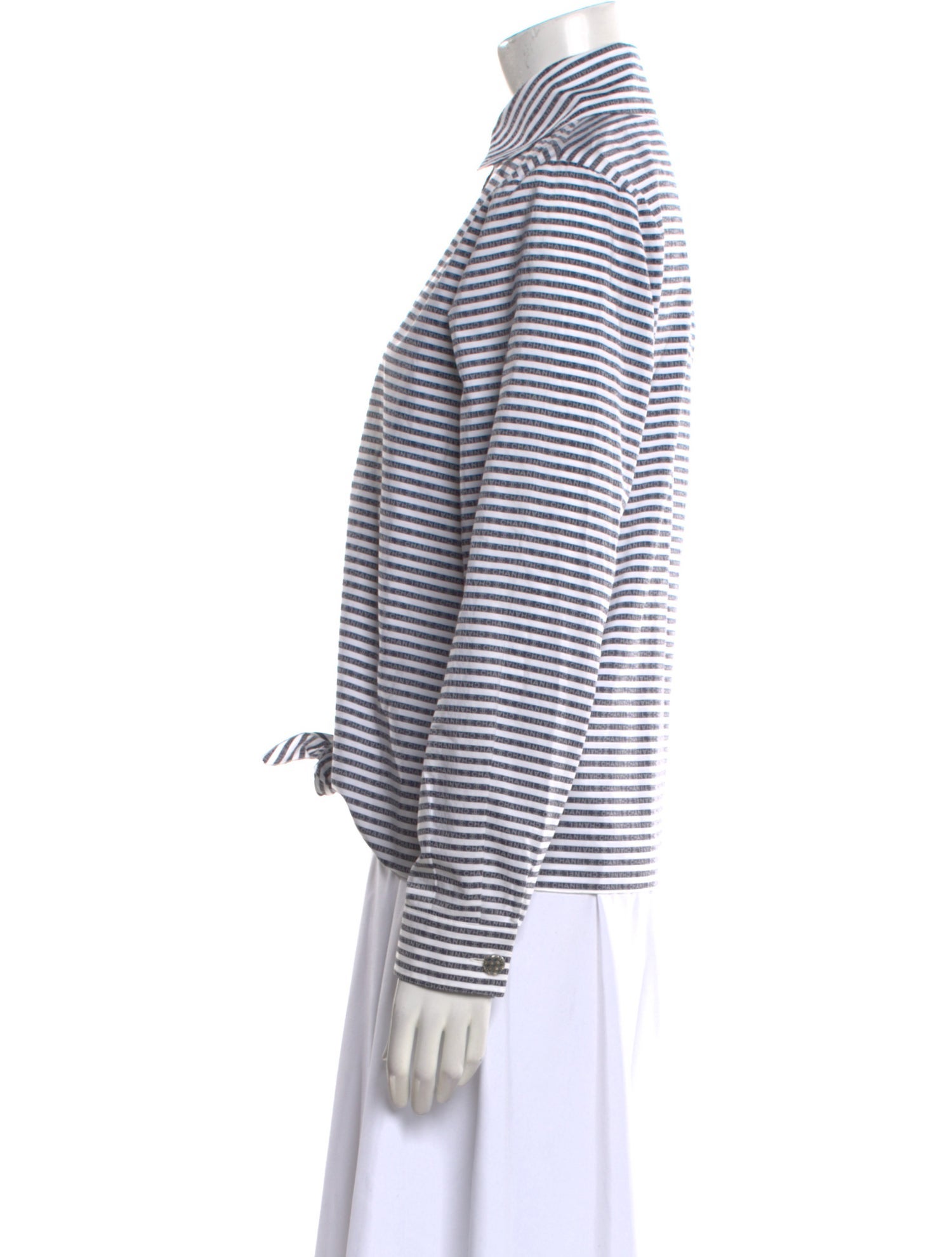 Chanel 2020 Striped Button-Up Top
